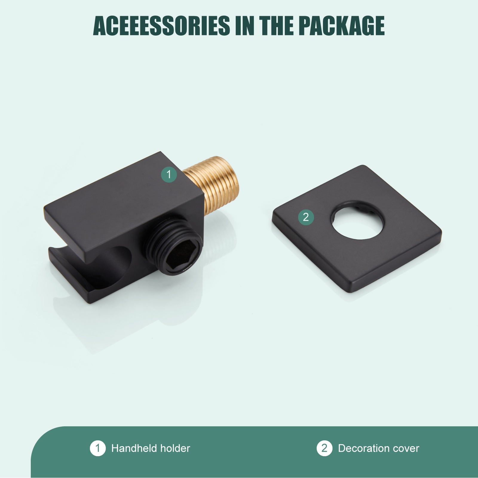 Heyalan Shower Wand Bracket Supply Hose Connector Shower Hand Holder Wall Mount Handheld Arm Shower Hose Holder with a Square Cover Brass Heyalan Modern