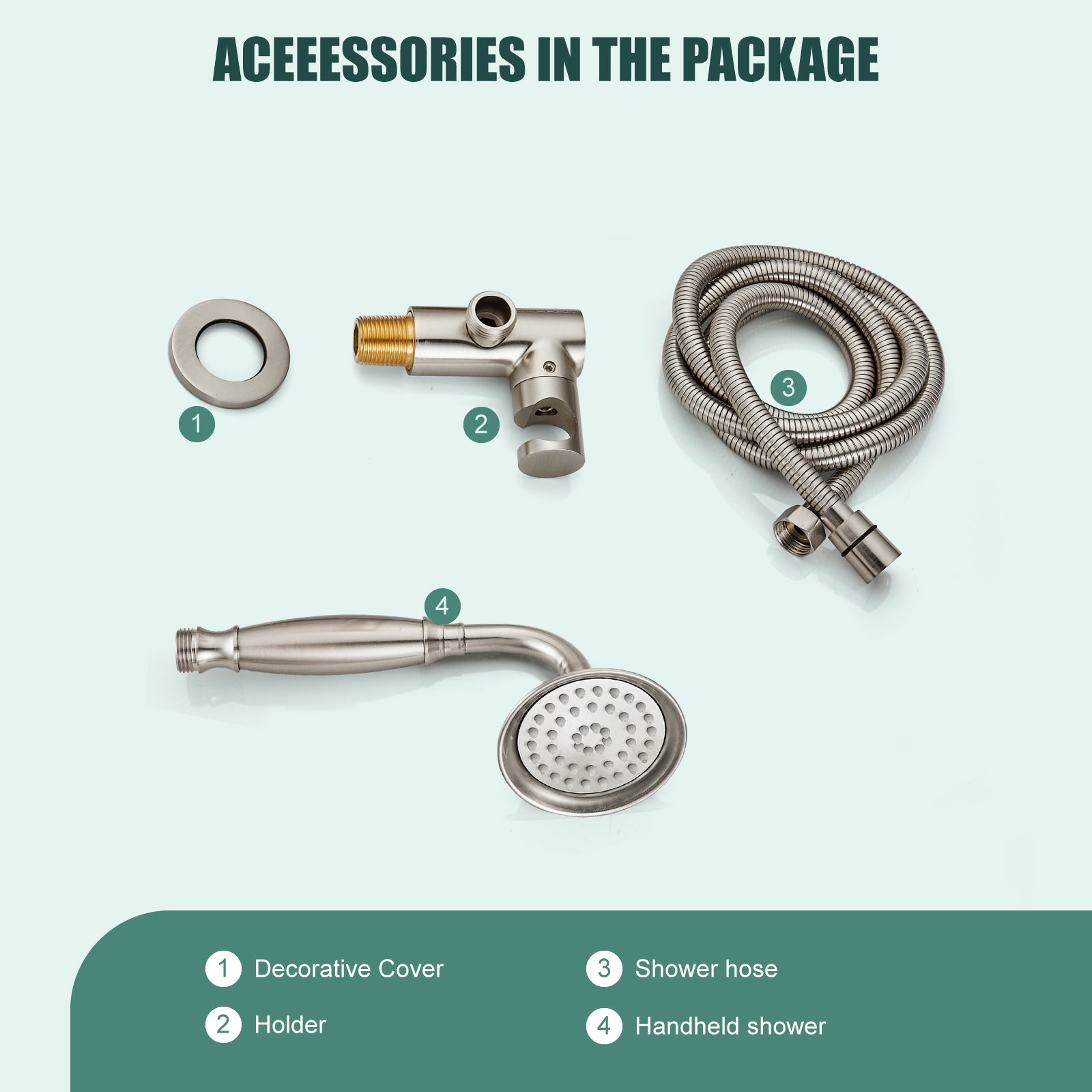 Heyalan Handheld Shower Head Spray with Bracket Wand Hand Held Telephone Shape Vintage Brass Shower Head Water Sprayer with Holder Bathroom Shower Single Setting Shower Hose Include