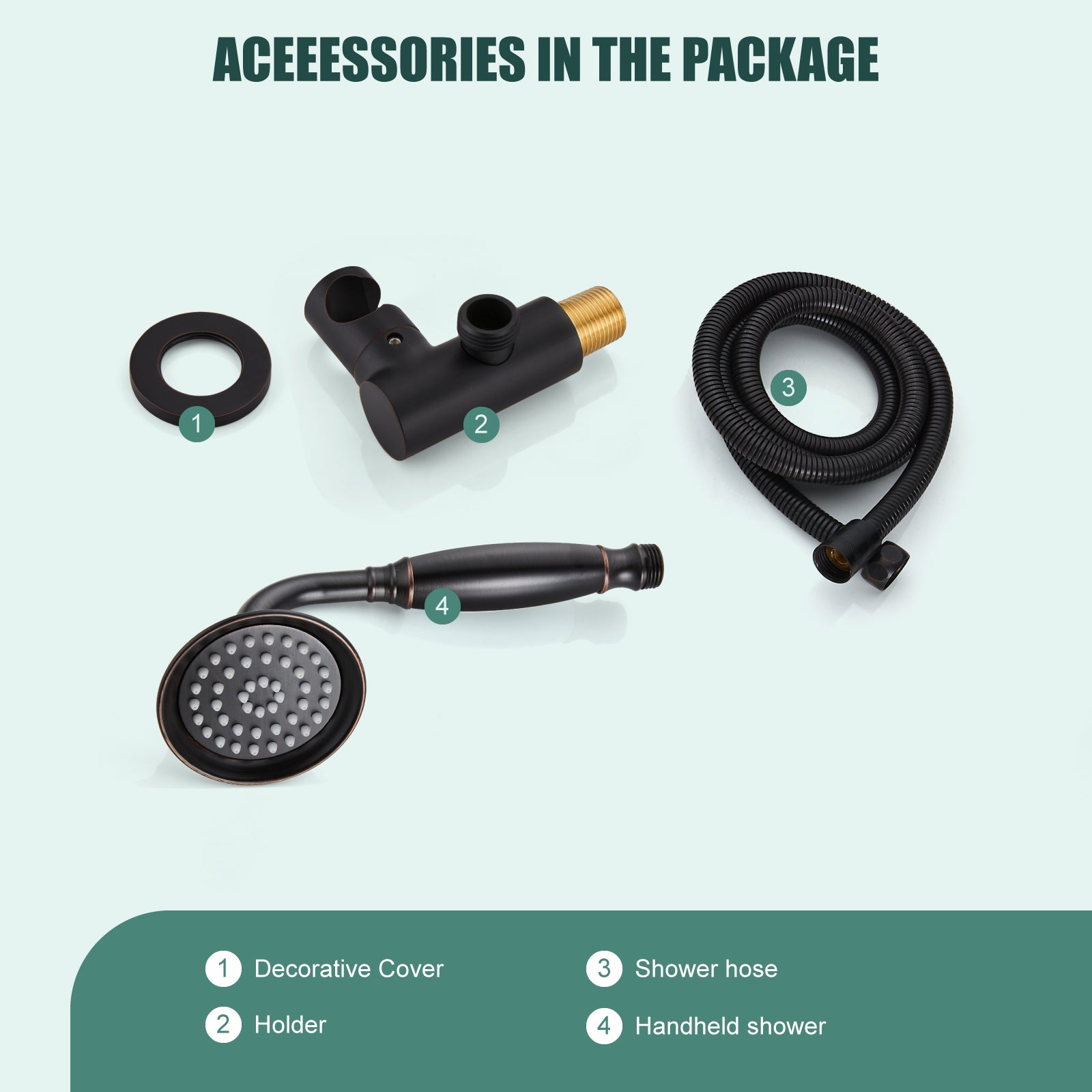 Heyalan Handheld Shower Head Spray with Bracket Wand Hand Held Telephone Shape Vintage Brass Shower Head Water Sprayer with Holder Bathroom Shower Single Setting Shower Hose Include