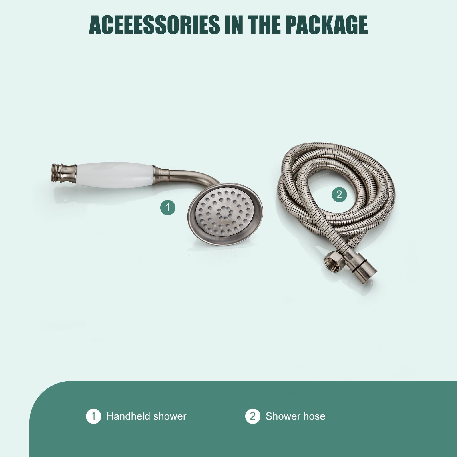 Heyalan Handheld Shower Head Spray Wand Ceramic Handle Hand Held High Pressure Telephone Shape Antique Brass Shower Head Water Sprayer Bathroom Shower 1 Mode Shower Hose Include