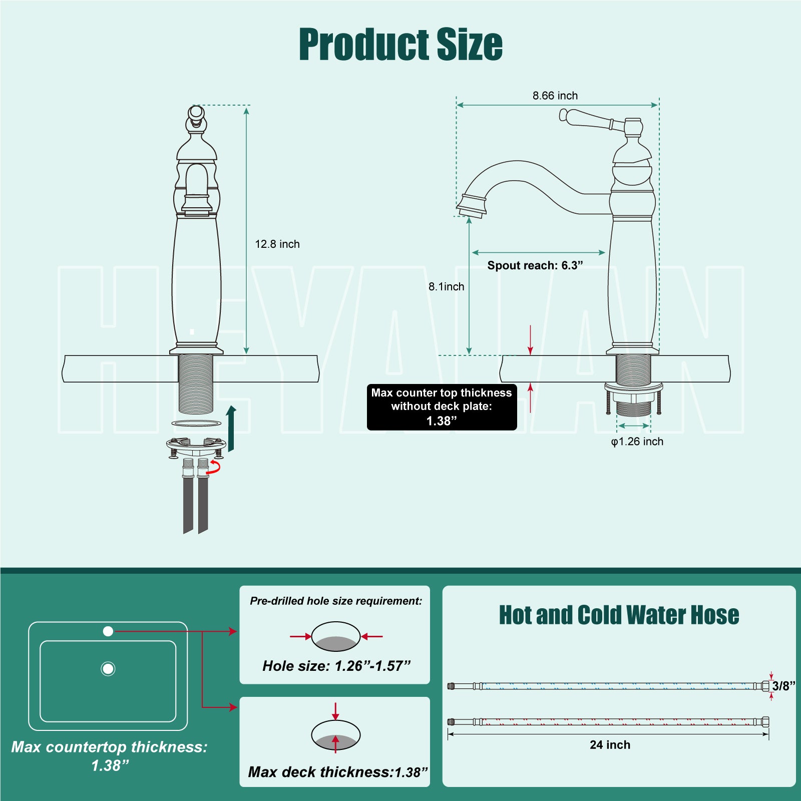 Heyalan Bathroom Vessel Sink Faucet Deck Mount Single Hole One Handle Vintage Lavatory Basin Spout Vanity Tall Mixer Tap Solid Brass Antique Assembly with Pop-up Drain
