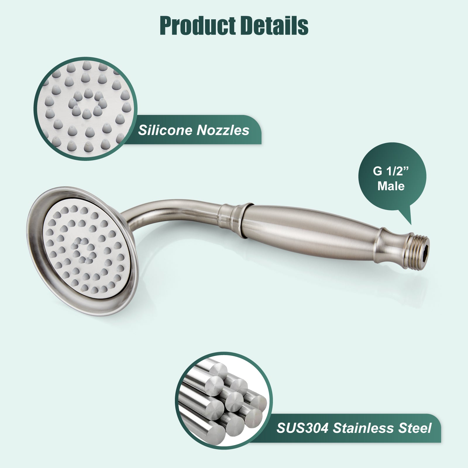 Heyalan Handheld Shower Head Spray with Bracket Wand Hand Held Telephone Shape Vintage Brass Shower Head Water Sprayer with Holder Bathroom Shower Single Setting Shower Hose Include