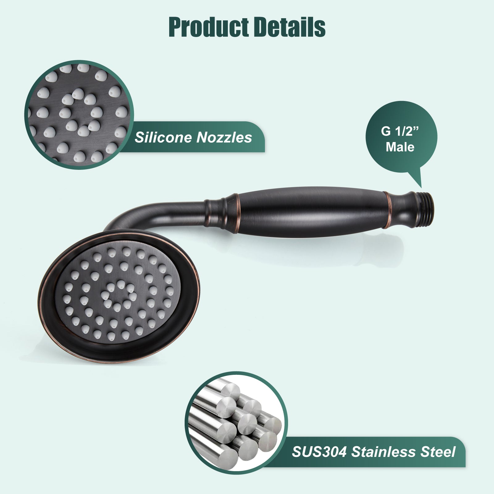 Heyalan Handheld Shower Head Spray with Bracket Wand Hand Held Telephone Shape Vintage Brass Shower Head Water Sprayer with Holder Bathroom Shower Single Setting Shower Hose Include