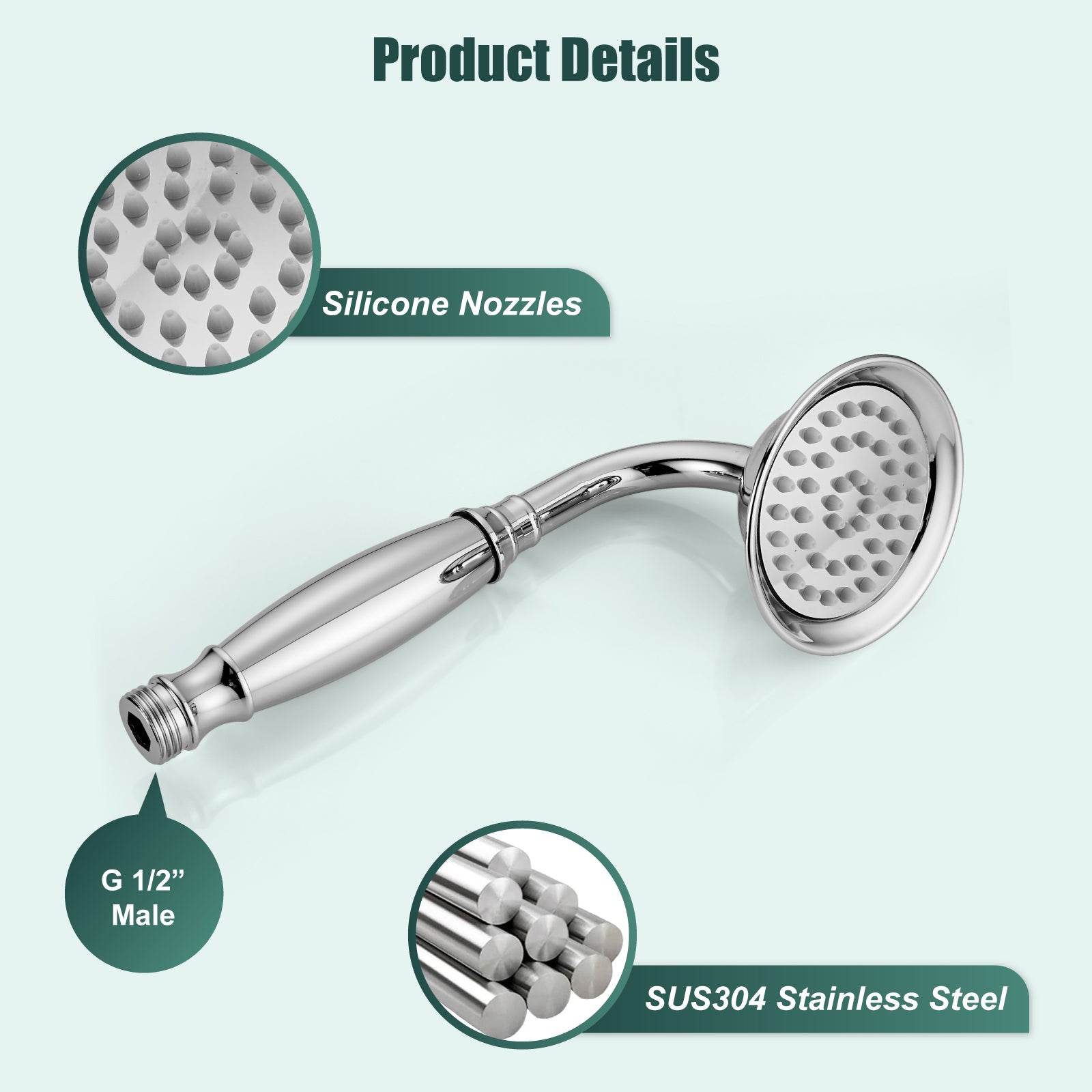 Heyalan Handheld Shower Head Spray with Bracket Wand Hand Held Telephone Shape Vintage Brass Shower Head Water Sprayer with Holder Bathroom Shower Single Setting Shower Hose Include