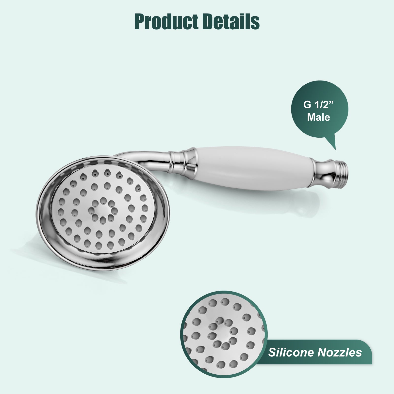 Heyalan Handheld Shower Head Spray Wand Ceramic Handle Hand Held High Pressure Telephone Shape Antique Brass Shower Head Water Sprayer Bathroom Shower 1 Mode Shower Hose Include