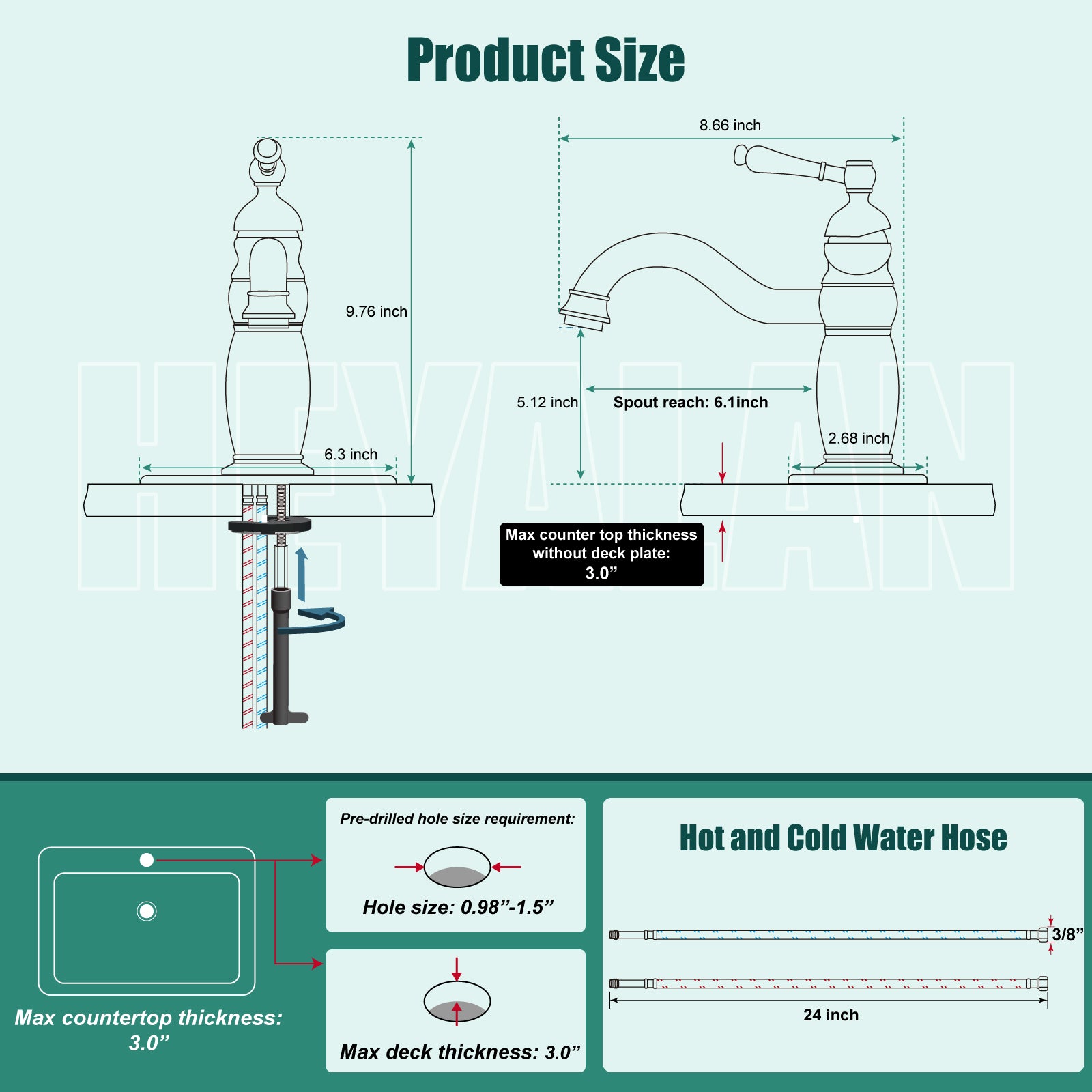 Bathroom Sink Faucet Deck Mounted 1 Hole One Handle
