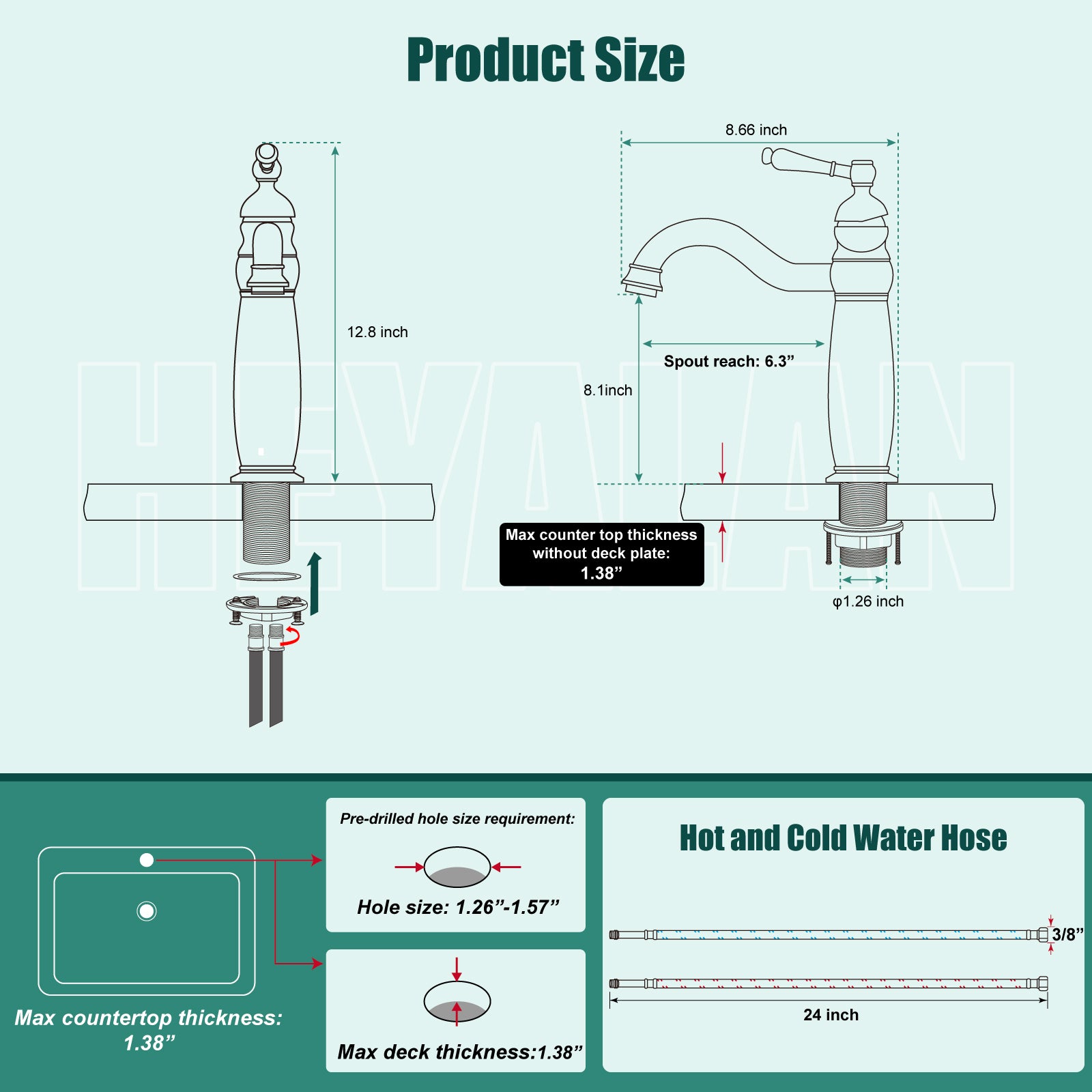 Heyalan Bathroom Vessel Sink Faucet Deck Mount Single Hole One Handle Vintage Lavatory Basin Spout Vanity Tall Mixer Tap Solid Brass Antique Assembly with Pop-up Drain