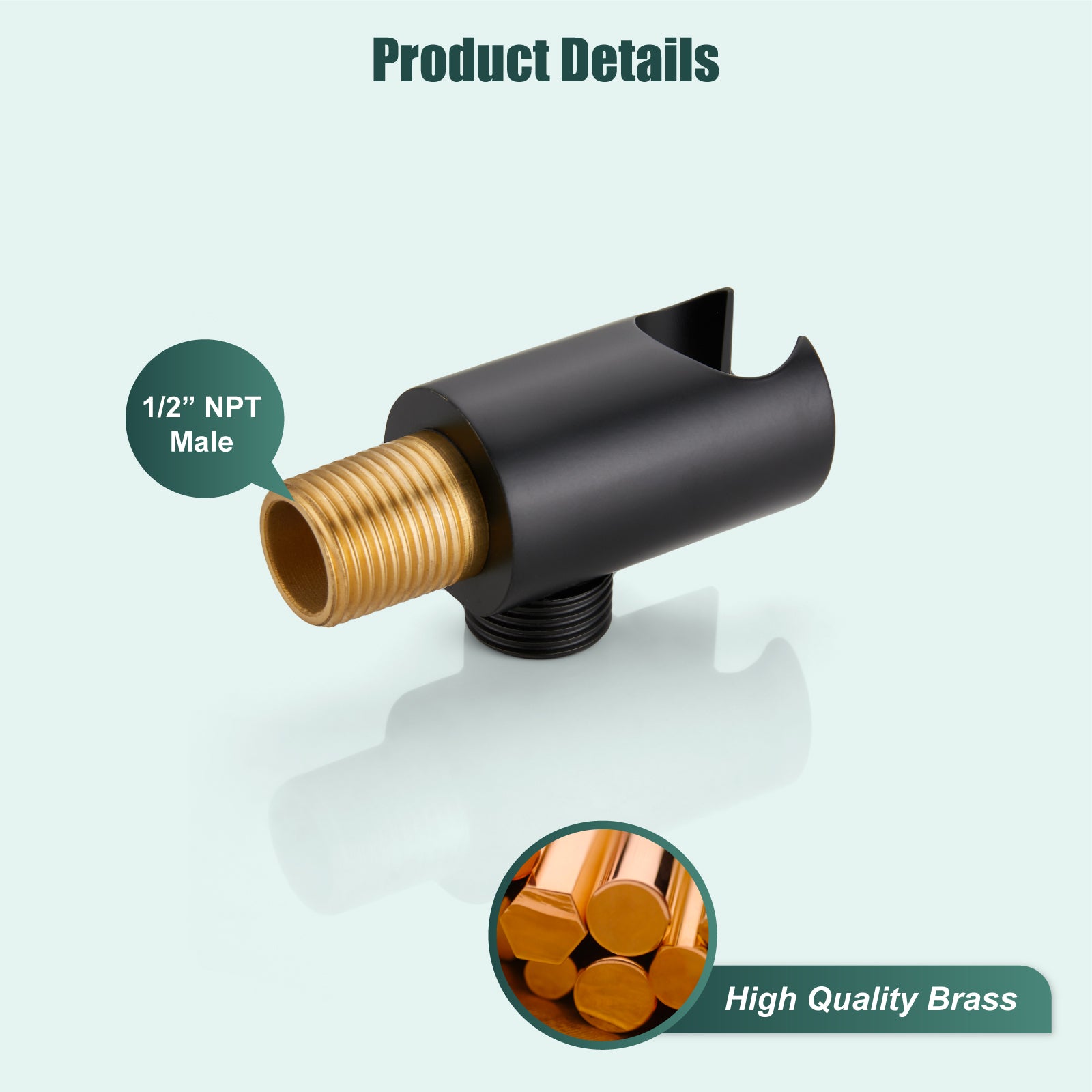 Shower Arm Bracket Handheld Shower Wand Holder Connecting Shower Hose and Water Pipe Brass Heyalan Shower Hand Holder Wall Mount Smooth Line Bracket with a Round Cover