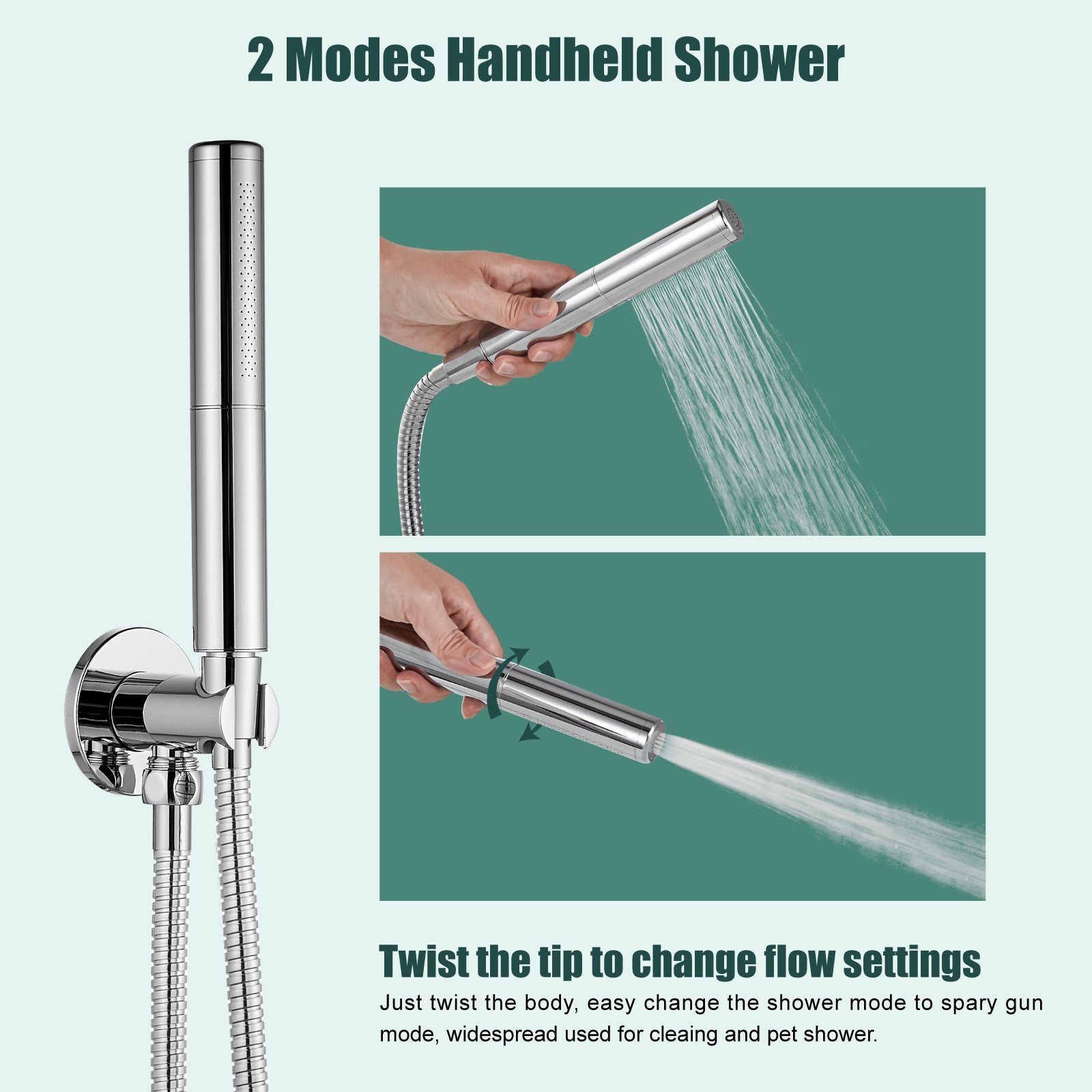 Heyalan Wall Mounted Bathroom Tub Filler Faucet with Handheld Shower Head High Flow Bathtub Spout with 3 Knobs Shower Trim kit Hand Held Sprayer 2 Function Roman Bath Fixtures