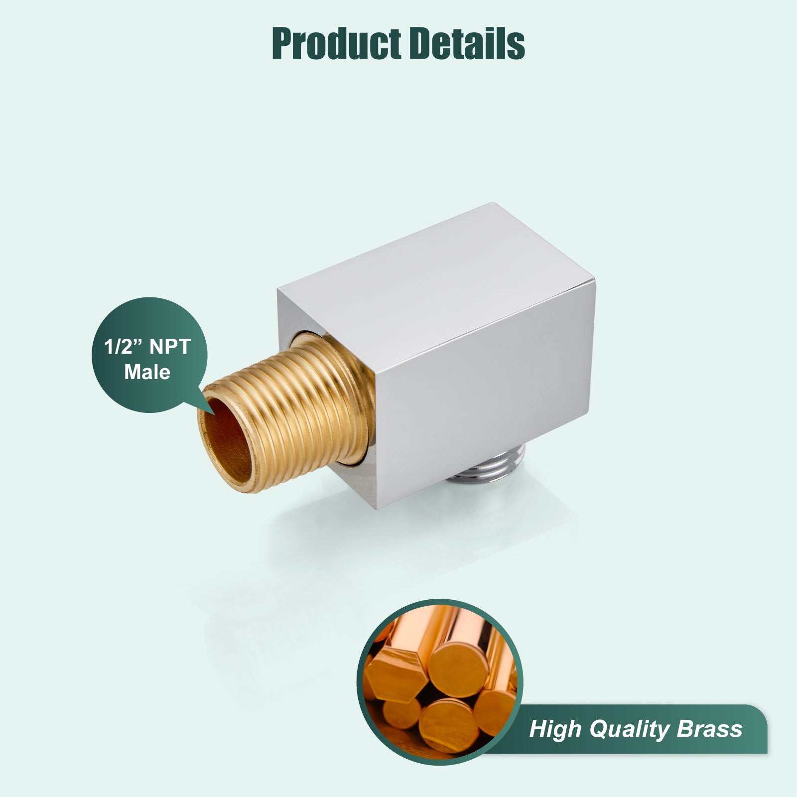 Shower 90° Wall Supply Elbow Square Shower Hose Connector for Shower Handheld without Shower hand and Hose Wall Mount Supply Shower Cradle Fixed Brass Heyalan Shower Elbow