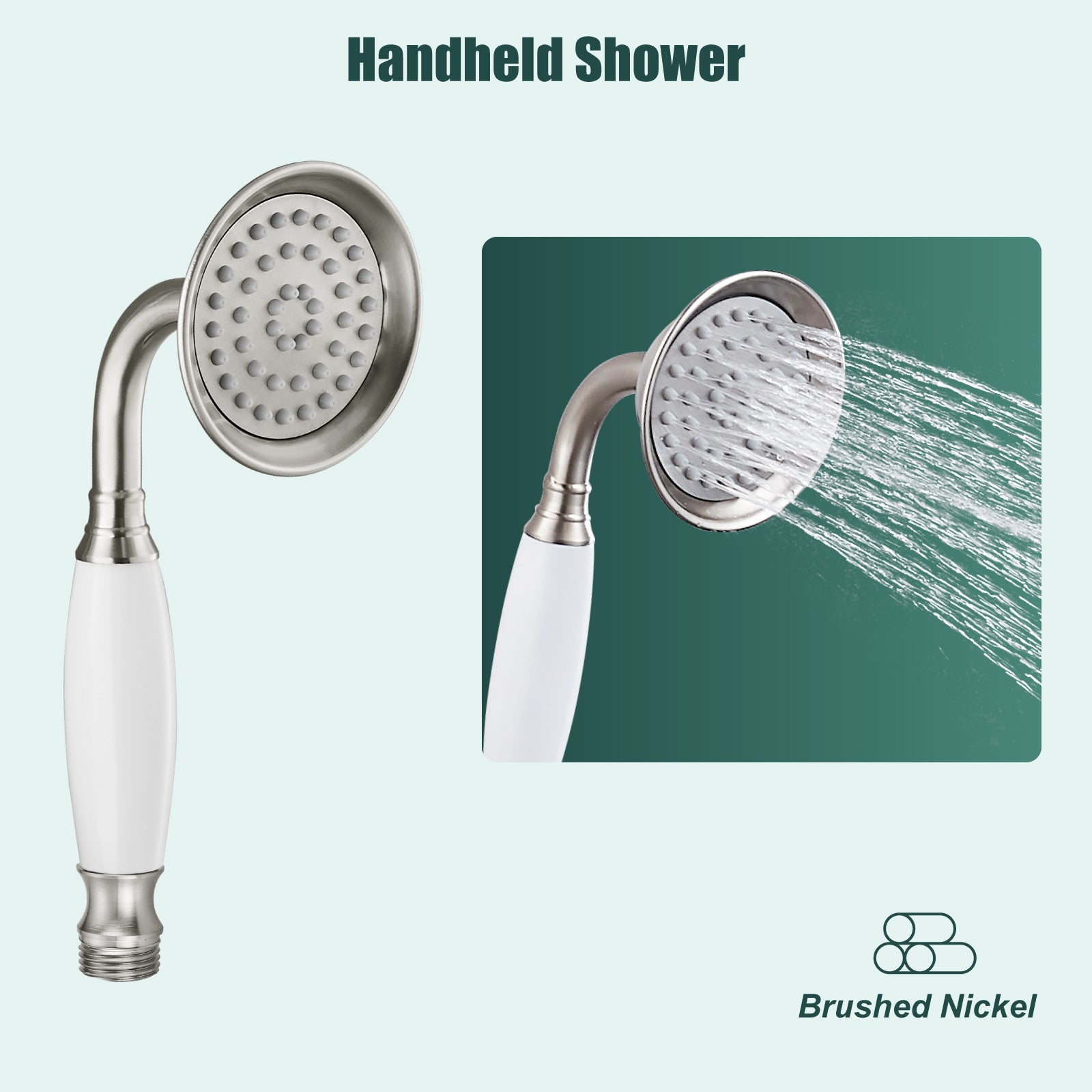 Heyalan Handheld Shower Head Spray Wand Ceramic Handle Hand Held High Pressure Telephone Shape Antique Brass Shower Head Water Sprayer Bathroom Shower 1 Mode Shower Hose Include