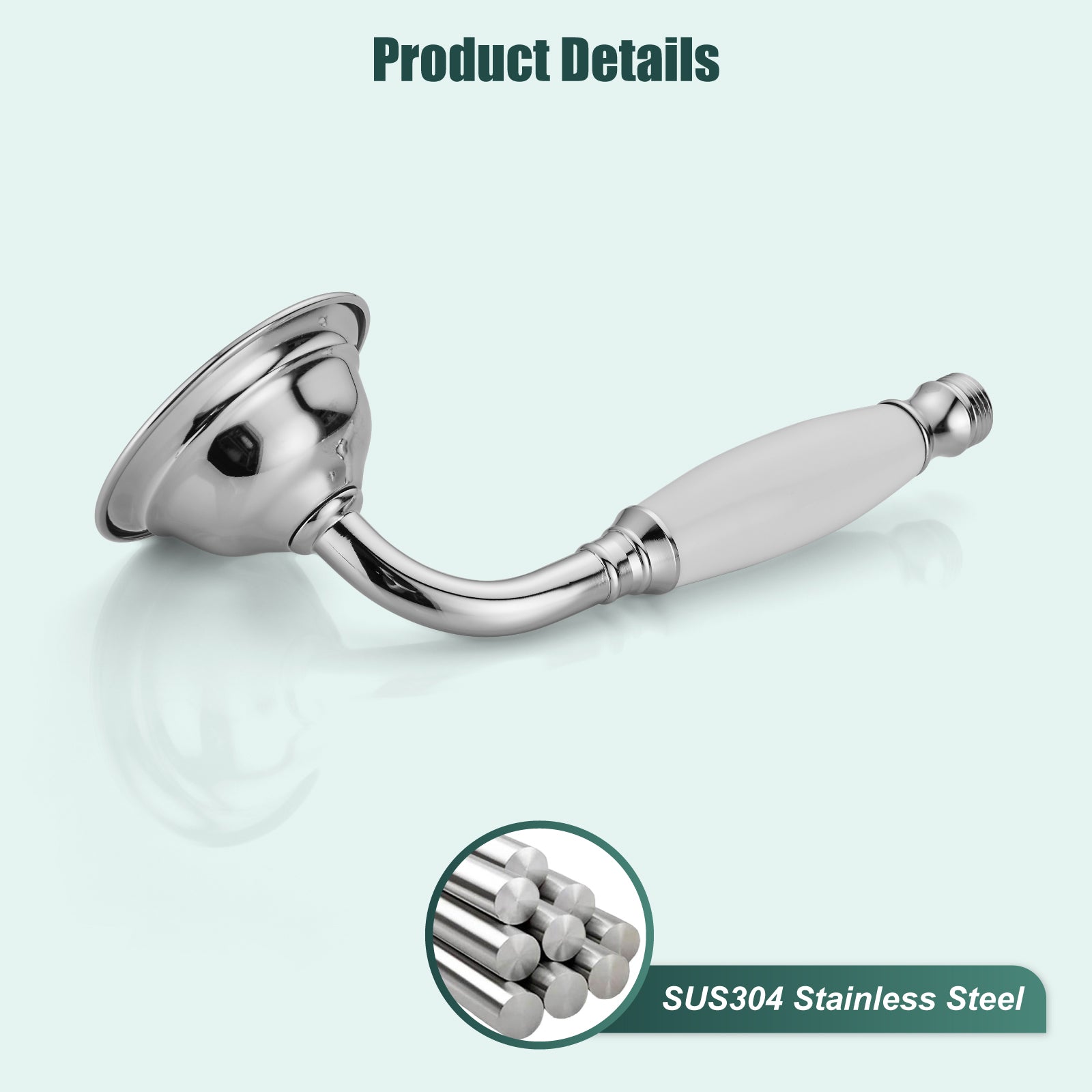 Heyalan Handheld Shower Head Spray Wand Ceramic Handle Hand Held High Pressure Telephone Shape Antique Brass Shower Head Powerful Water Sprayer Bathroom High Flow Shower 1 Mode