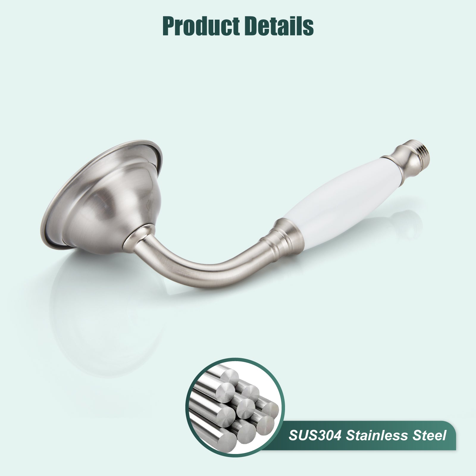 Heyalan Handheld Shower Head Spray Wand Ceramic Handle Hand Held High Pressure Telephone Shape Antique Brass Shower Head Powerful Water Sprayer Bathroom High Flow Shower 1 Mode