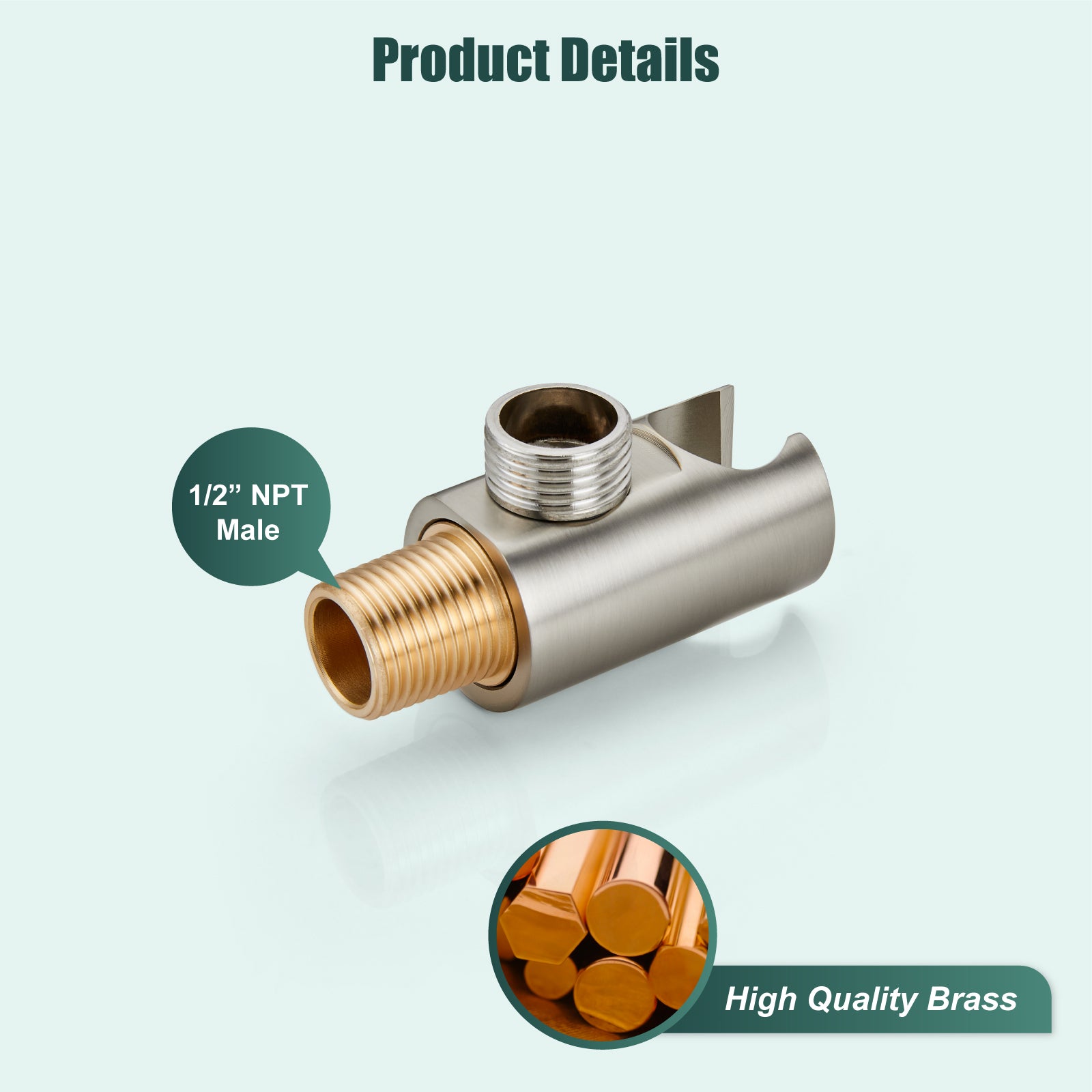Shower Arm Bracket Handheld Shower Wand Holder Connecting Shower Hose and Water Pipe Brass Heyalan Shower Hand Holder Wall Mount Smooth Line Bracket with a Round Cover