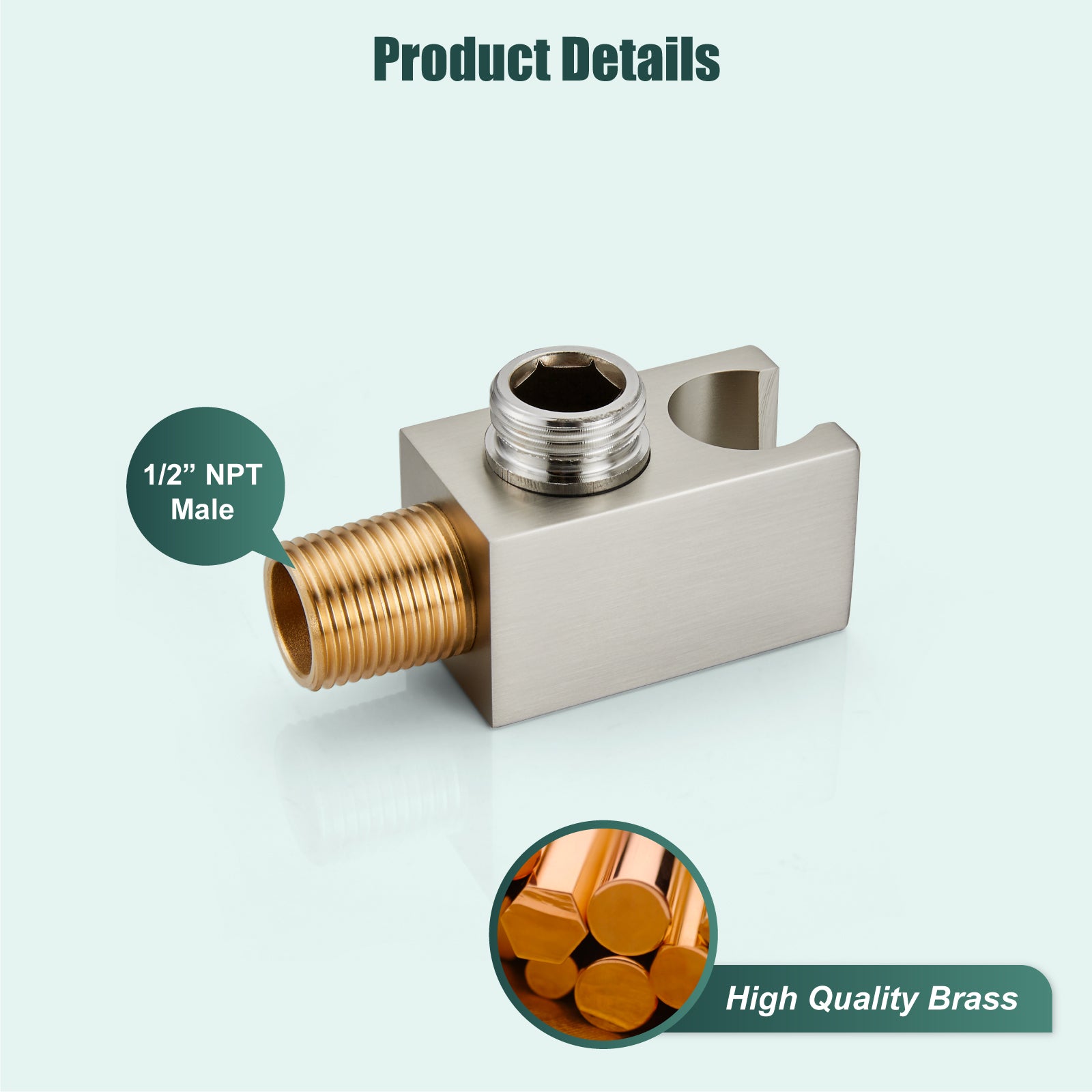 Heyalan Shower Wand Bracket Supply Hose Connector Shower Hand Holder Wall Mount Handheld Arm Shower Hose Holder with a Square Cover Brass Heyalan Modern