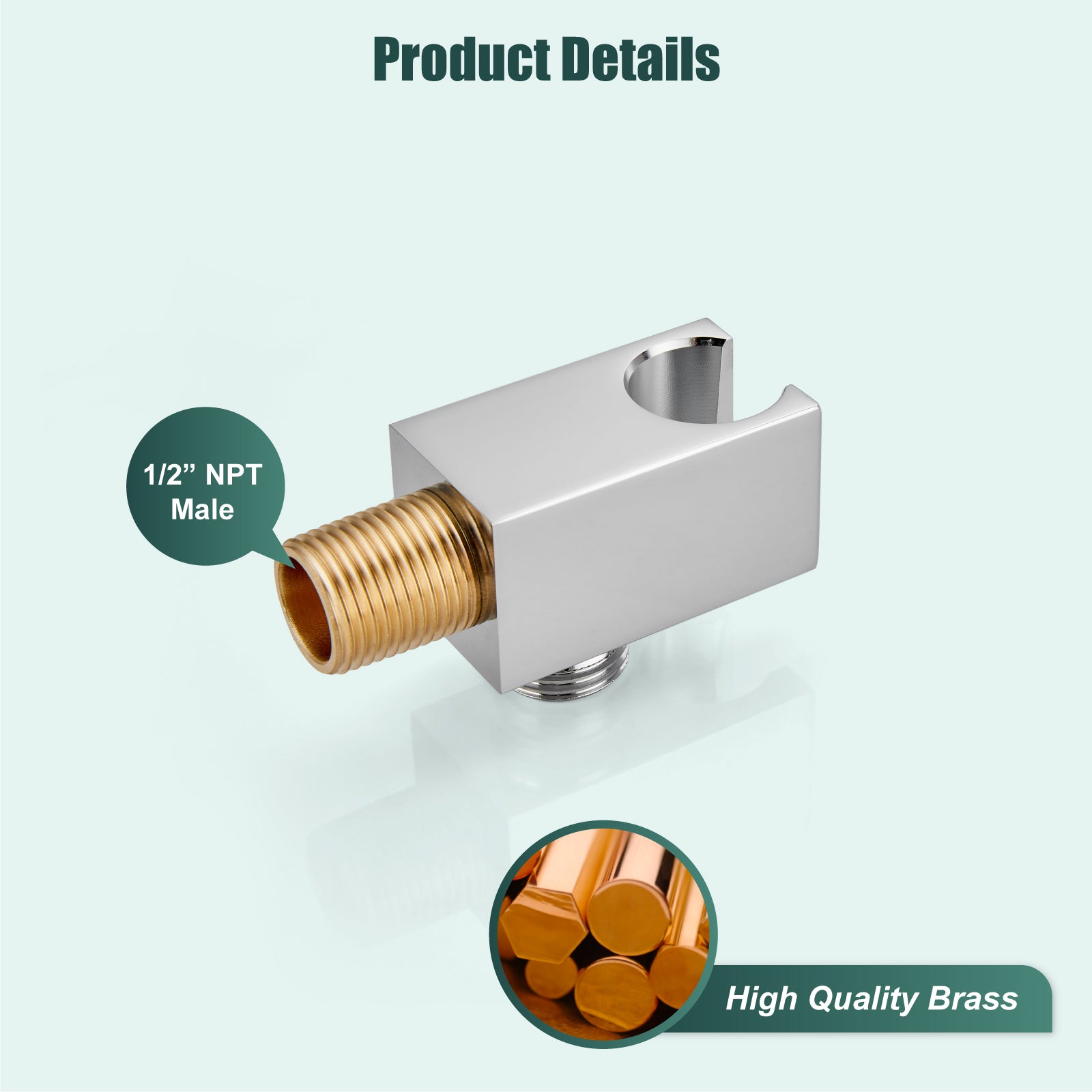 Heyalan Shower Wand Bracket Supply Hose Connector Shower Hand Holder Wall Mount Handheld Arm Shower Hose Holder with a Square Cover Brass Heyalan Modern