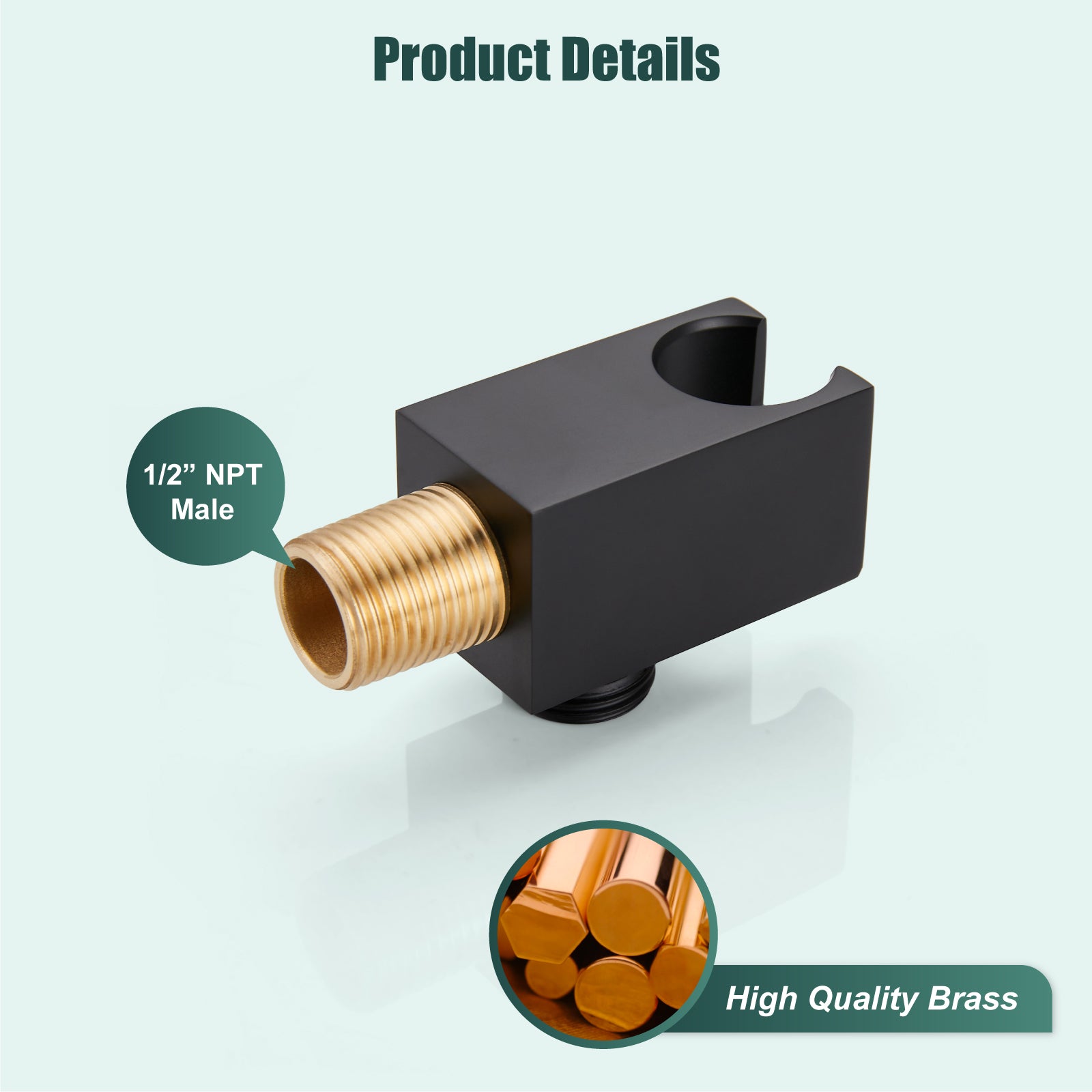 Heyalan Shower Wand Bracket Supply Hose Connector Shower Hand Holder Wall Mount Handheld Arm Shower Hose Holder with a Square Cover Brass Heyalan Modern