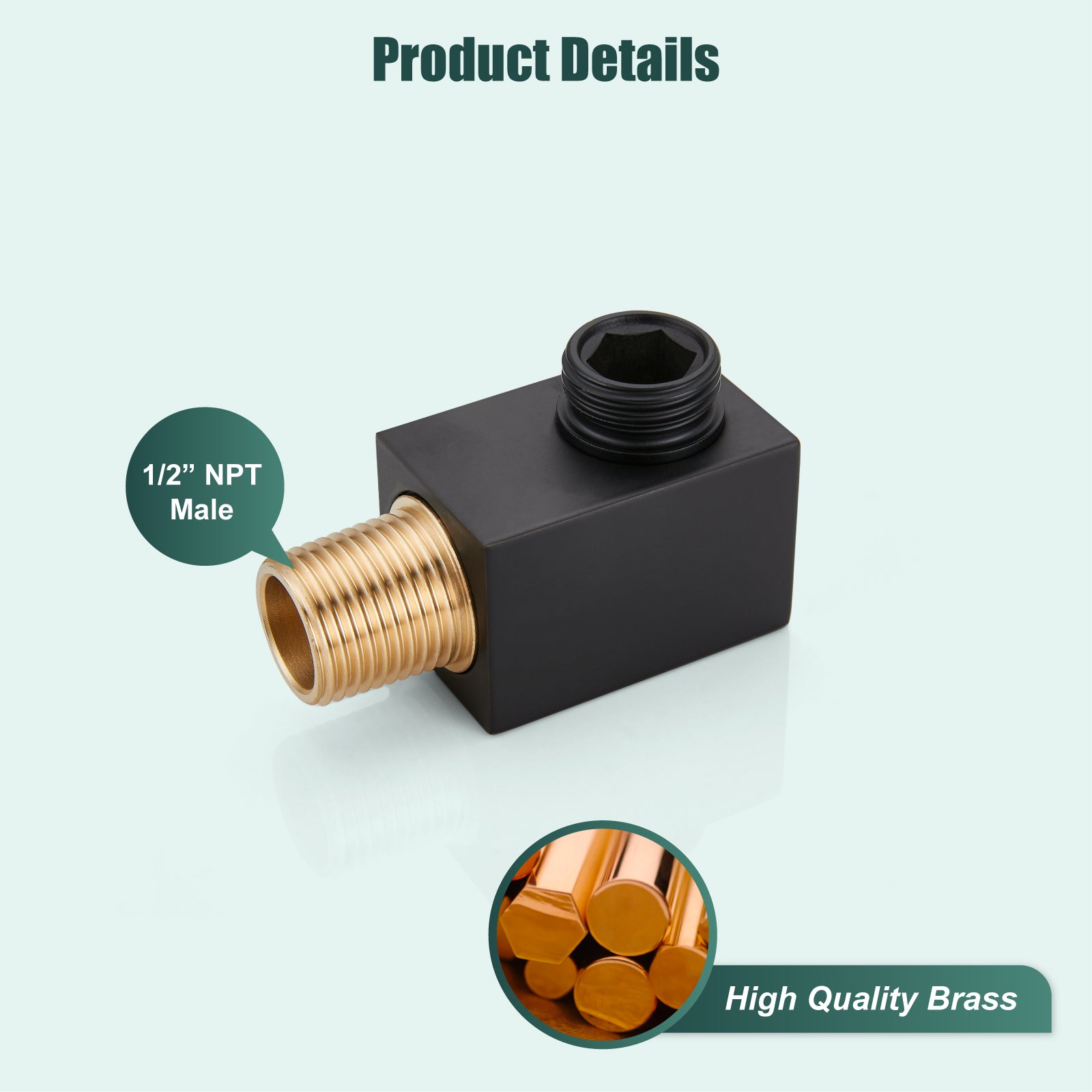 Shower 90° Wall Supply Elbow Square Shower Hose Connector for Shower Handheld without Shower hand and Hose Wall Mount Supply Shower Cradle Fixed Brass Heyalan Shower Elbow