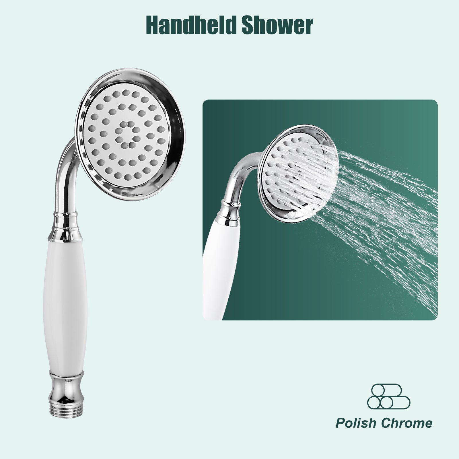 Heyalan Handheld Shower Head Spray Wand Ceramic Handle Hand Held High Pressure Telephone Shape Antique Brass Shower Head Water Sprayer Bathroom Shower 1 Mode Shower Hose Include