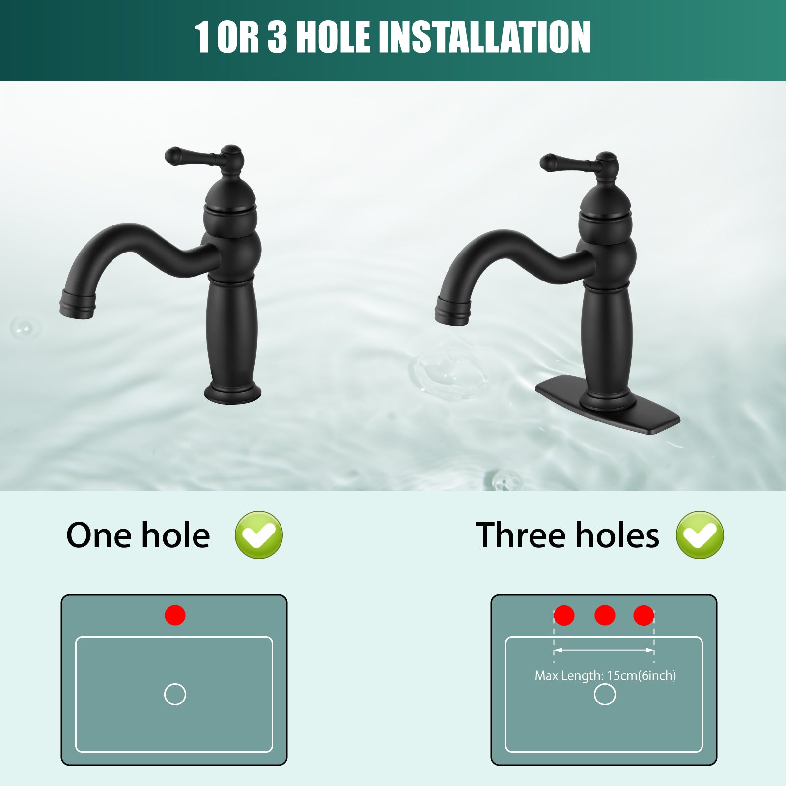 Bathroom Sink Faucet Deck Mounted 1 Hole One Handle
