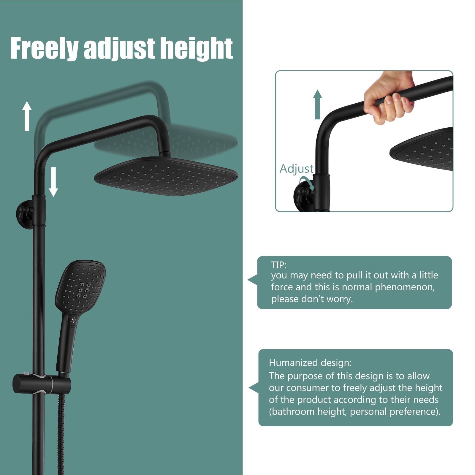 Exposed Shower System Polish Chrome 3 Functional Bathroom Shower Set 9 Inch Rainfall Shower Head with Handheld Sprayer Complete Set Adjustable Hand Spray Tub Spout Wall Mount