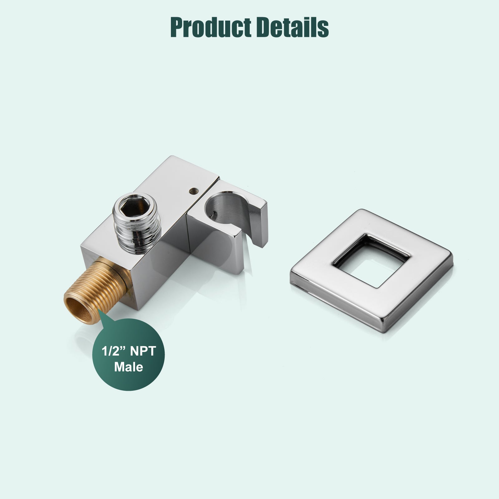 Heyalan Shower Wand SUS304 Stainless Steel Handheld Single Function Handheld Shower High Pressure Luxury Hand Shower Set High Flow Rectangle Straight Hand Shower Spray with Holder