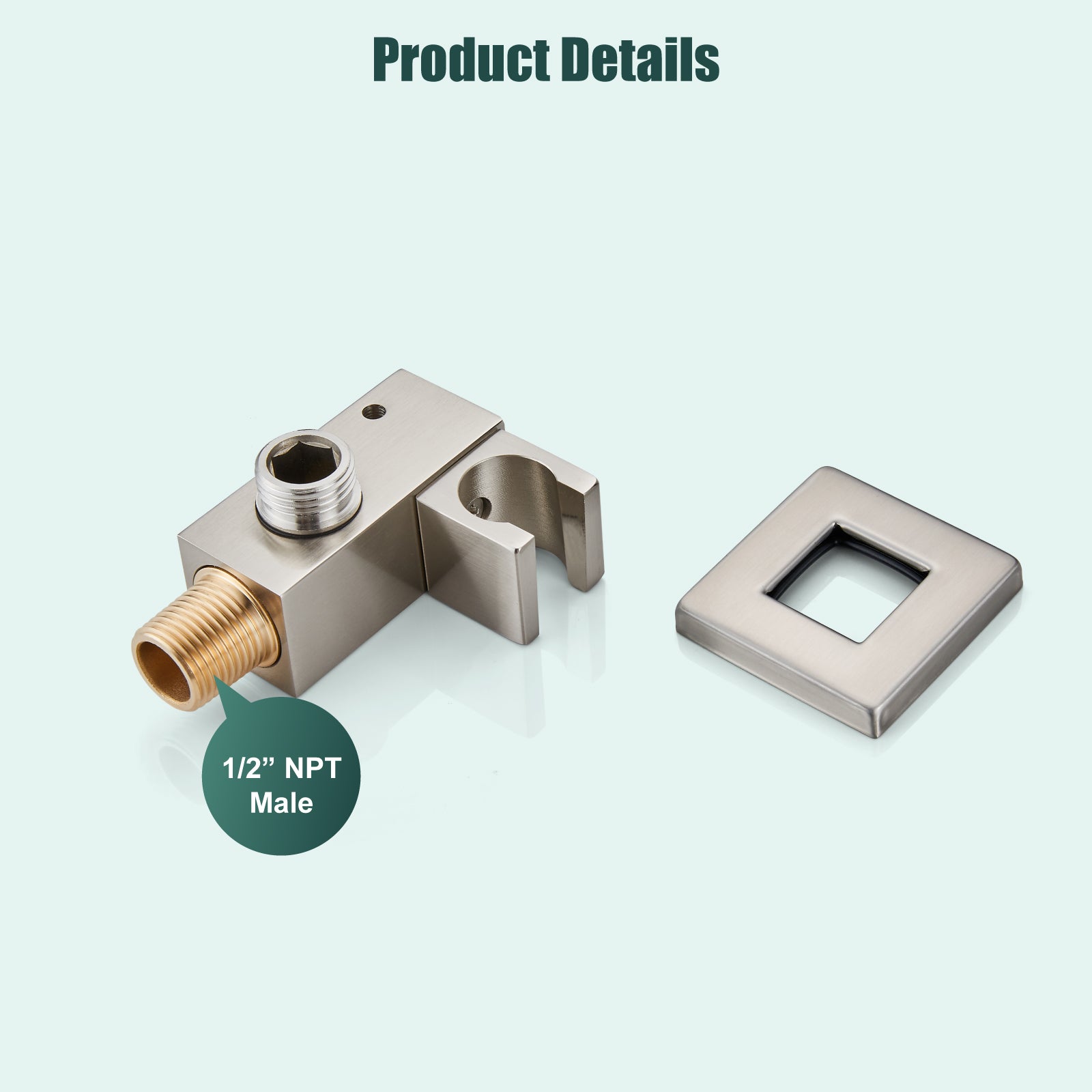 Heyalan Shower Wand SUS304 Stainless Steel Handheld Single Function Handheld Shower High Pressure Luxury Hand Shower Set High Flow Rectangle Straight Hand Shower Spray with Holder