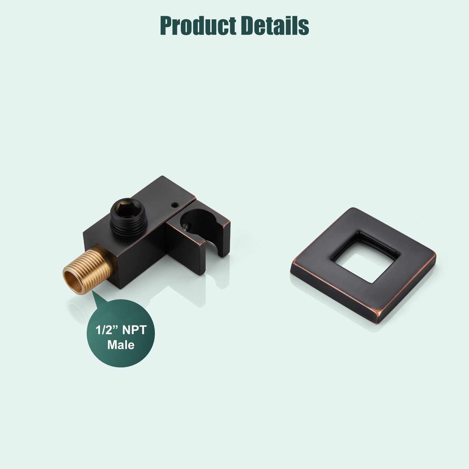 Heyalan Shower Wand SUS304 Stainless Steel Handheld Single Function Handheld Shower High Pressure Luxury Hand Shower Set High Flow Rectangle Straight Hand Shower Spray with Holder