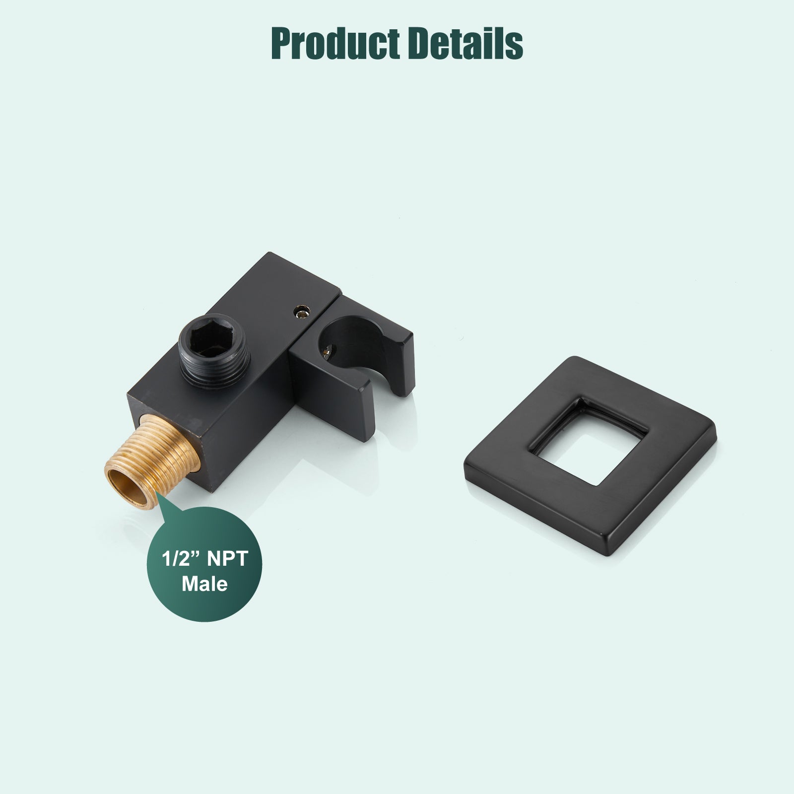 Heyalan Shower Wand SUS304 Stainless Steel Handheld Single Function Handheld Shower High Pressure Luxury Hand Shower Set High Flow Rectangle Straight Hand Shower Spray with Holder