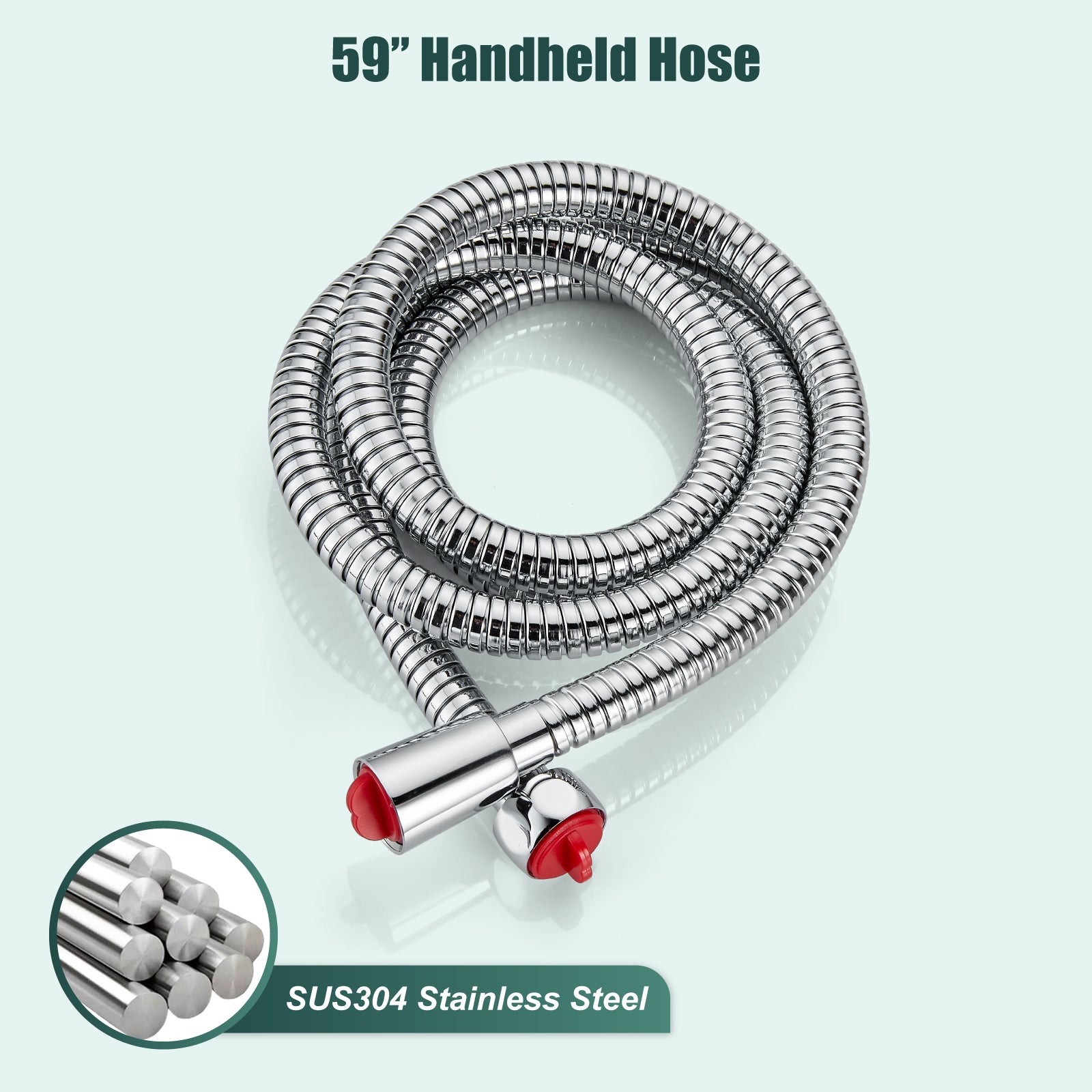 Heyalan Shower Wand SUS304 Stainless Steel Handheld Single Function Handheld Shower High Pressure Luxury Hand Shower Set High Flow Rectangle Straight Hand Shower Spray with Holder