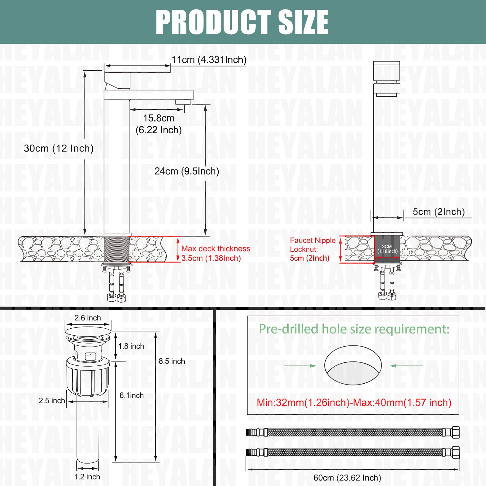 Black Bathroom Vessel Sink Faucet Single Handle Basin Bowl Tap SUS304 Stainless Steel Tall Body 1 Hole Lavatory Vanity Mixer Bar Tap Tall Spout Deck Mount