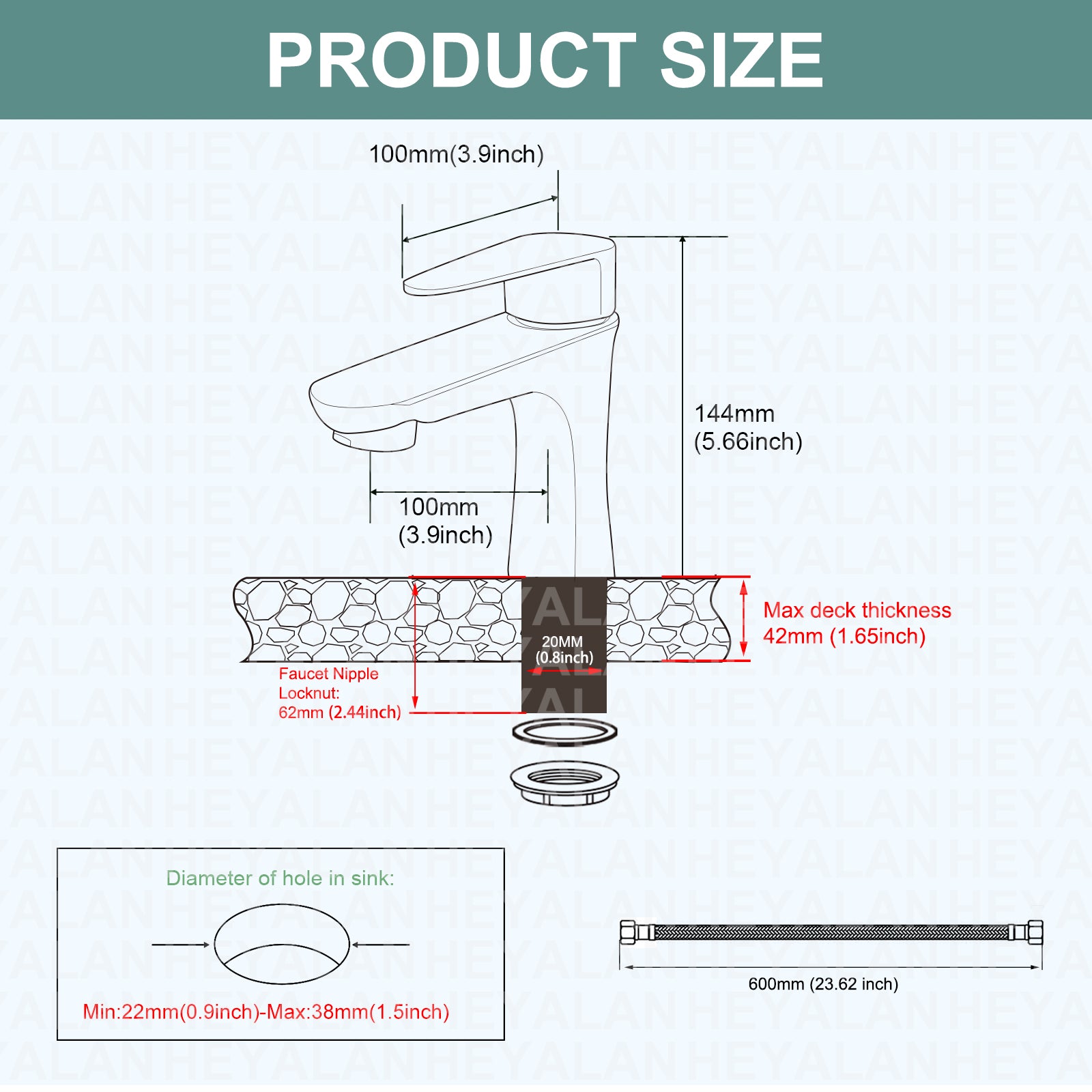 Brushed Nickel Bathroom Faucet Cold Water Only SUS304 Stainless Steel Single Handle One Hole Deck Mounted Lavatory Tap Single Switch 3/8" Hose with Male 3/8" - Female 1/2" Adapter(Drain not Included)