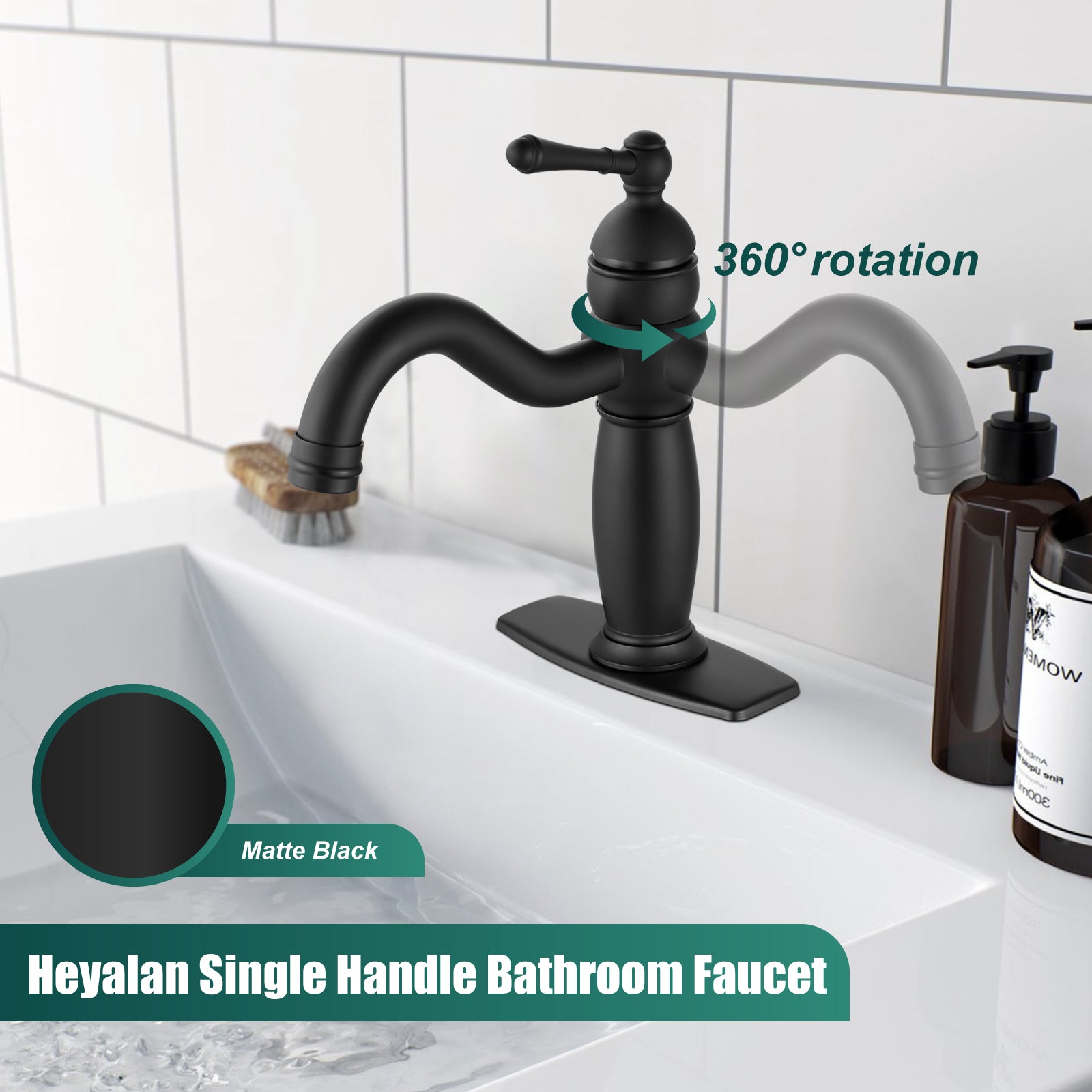 Bathroom Sink Faucet Deck Mounted 1 Hole One Handle