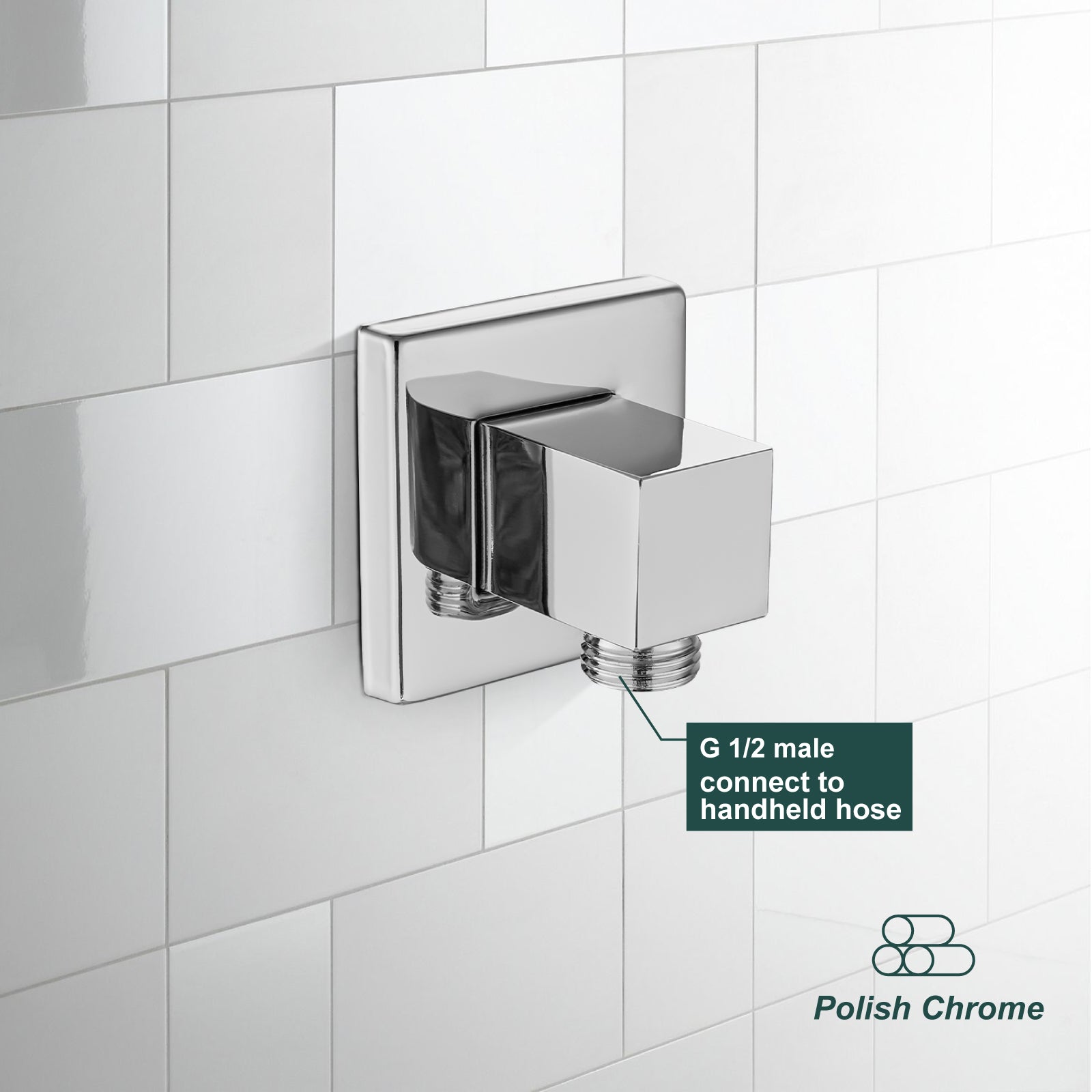 Shower 90° Wall Supply Elbow Square Shower Hose Connector for Shower Handheld without Shower hand and Hose Wall Mount Supply Shower Cradle Fixed Brass Heyalan Shower Elbow