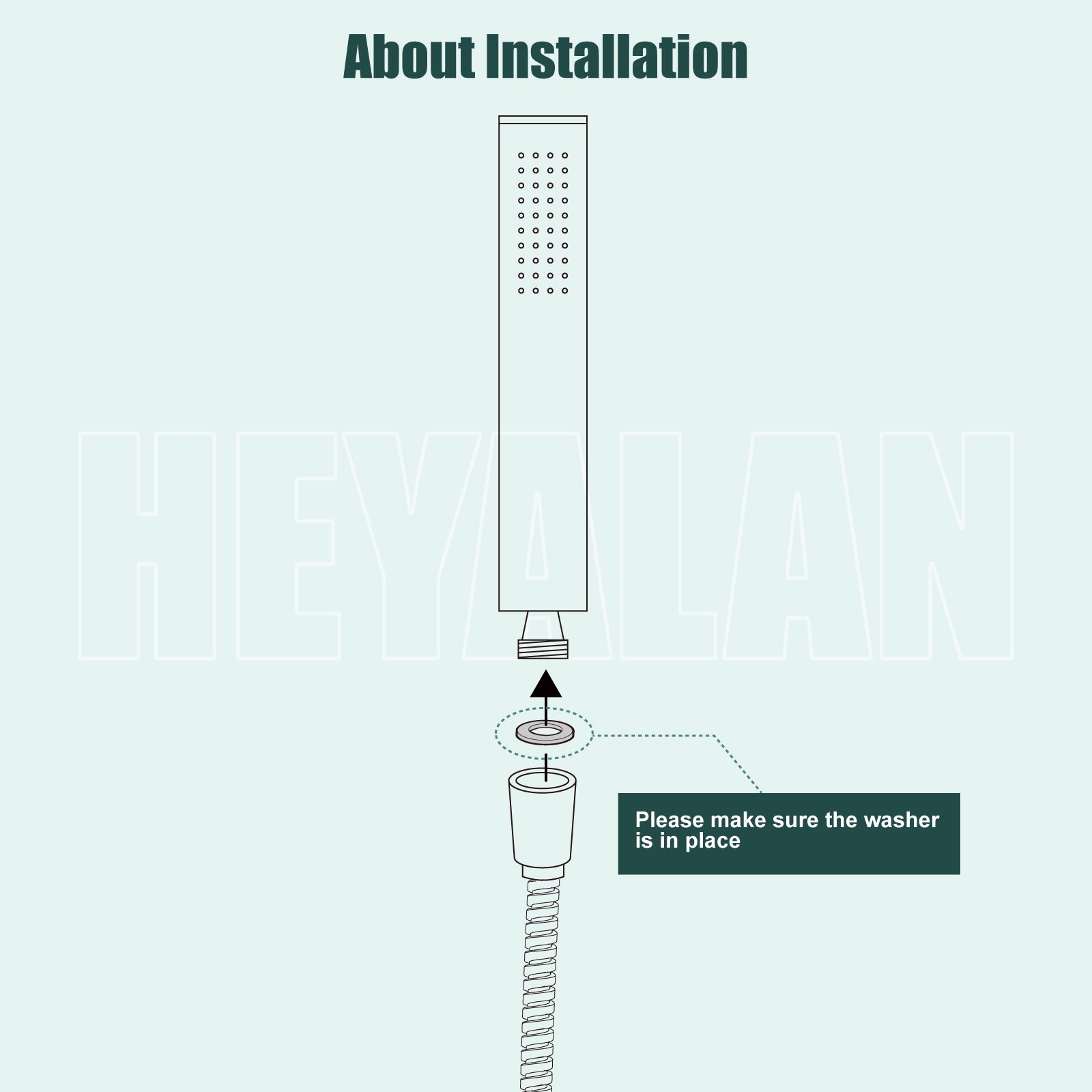 Heyalan Shower Wand SUS304 Stainless Steel Handheld Single Function Handheld Shower High Pressure Luxury Hand Shower Set High Flow Rectangle Curved Hand Shower Spray