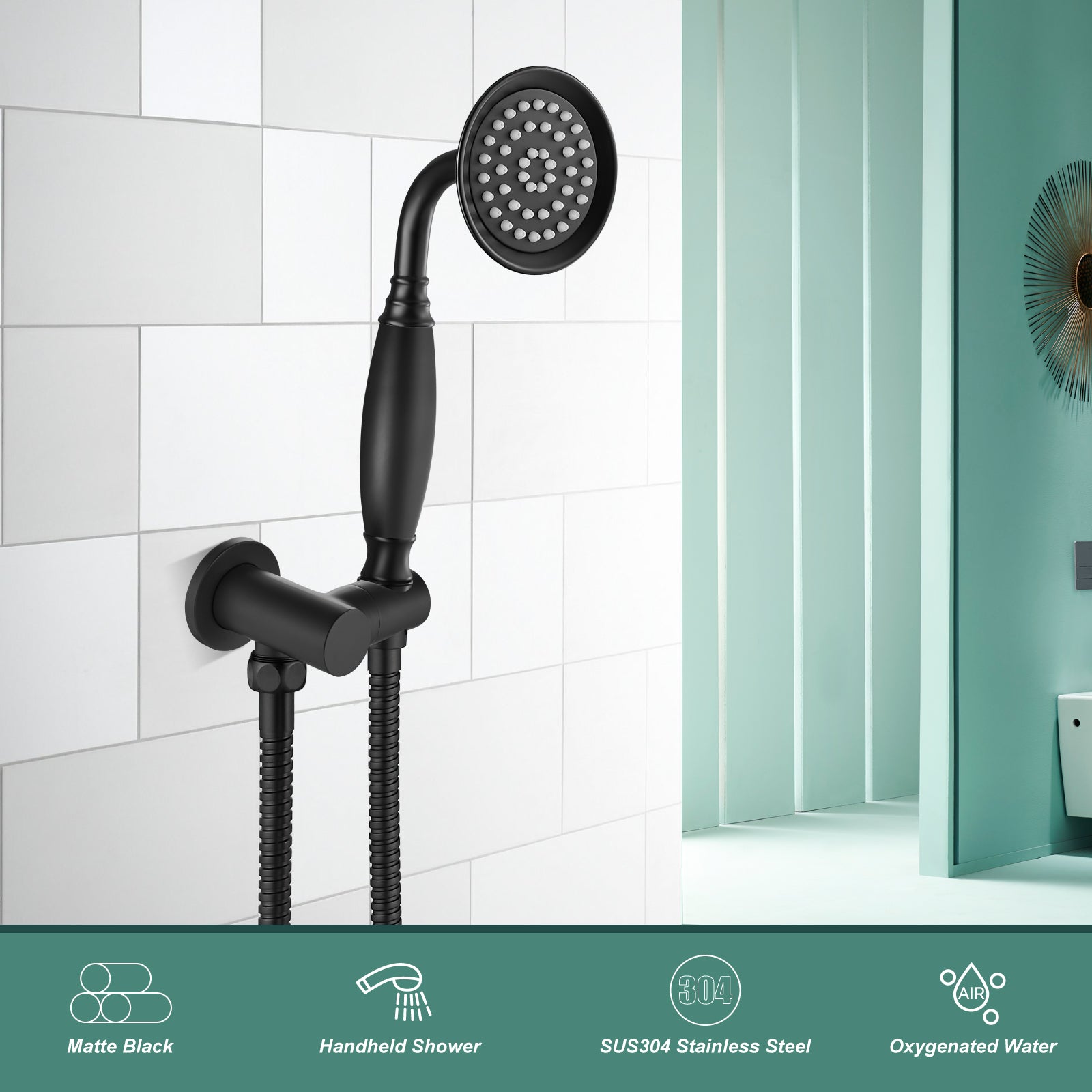 Heyalan Handheld Shower Head Spray with Bracket Wand Hand Held Telephone Shape Vintage Brass Shower Head Water Sprayer with Holder Bathroom Shower Single Setting Shower Hose Include