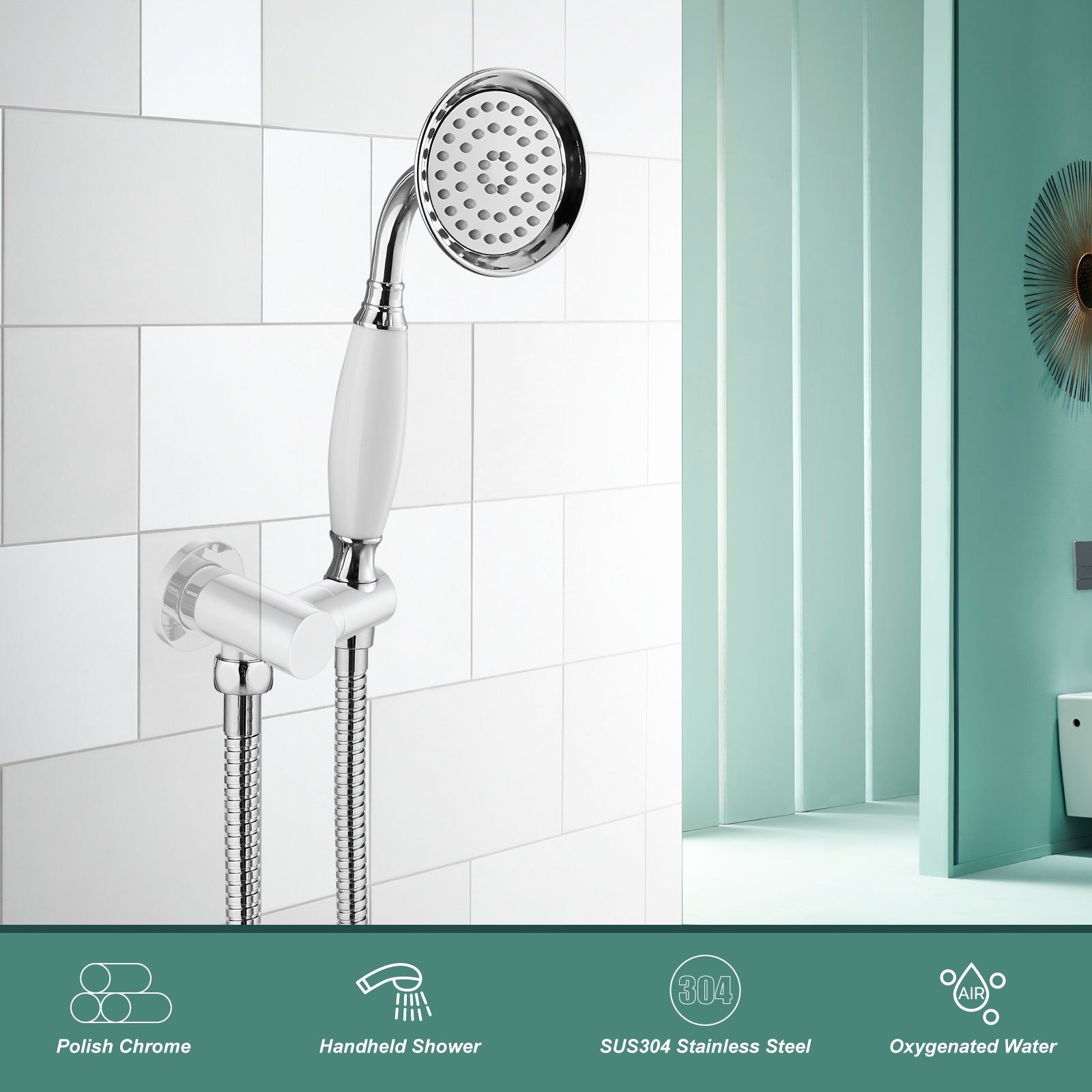 Heyalan Handheld Shower Head Spray Wand Ceramic Handle Hand Held High Pressure Telephone Shape Antique Brass Shower Head Water Sprayer Bathroom Shower 1 Mode Shower Hose Include