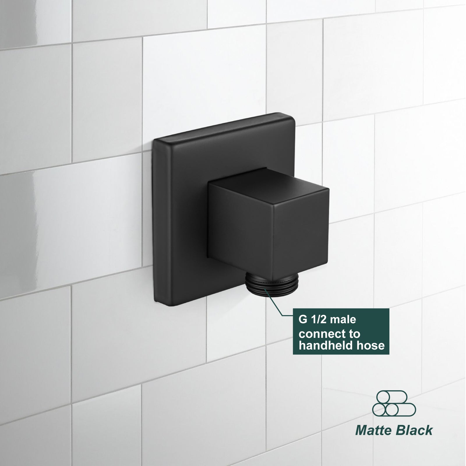 Shower 90° Wall Supply Elbow Square Shower Hose Connector for Shower Handheld without Shower hand and Hose Wall Mount Supply Shower Cradle Fixed Brass Heyalan Shower Elbow