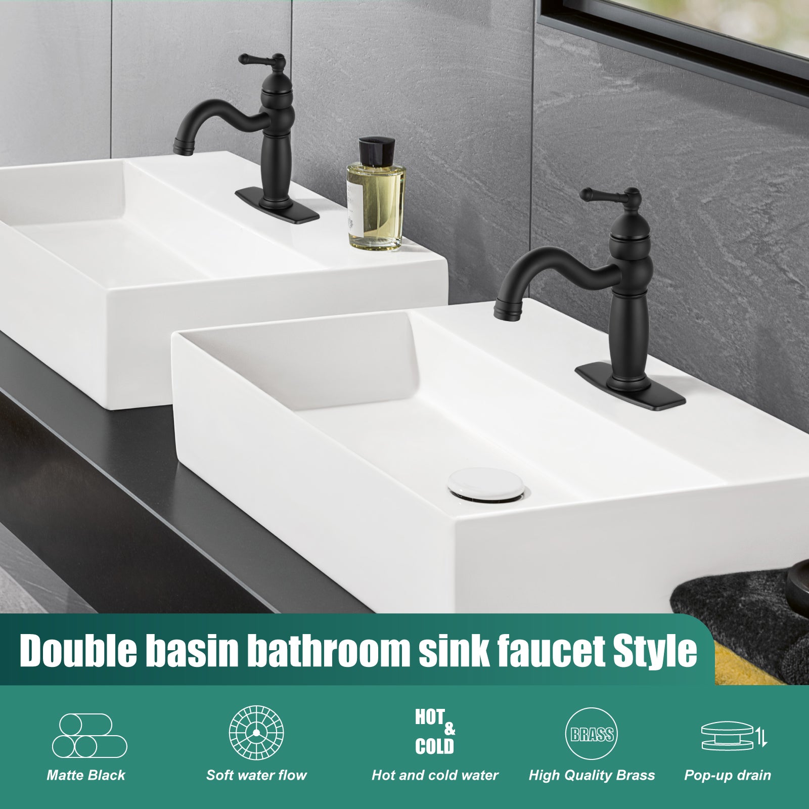 Bathroom Sink Faucet Deck Mounted 1 Hole One Handle