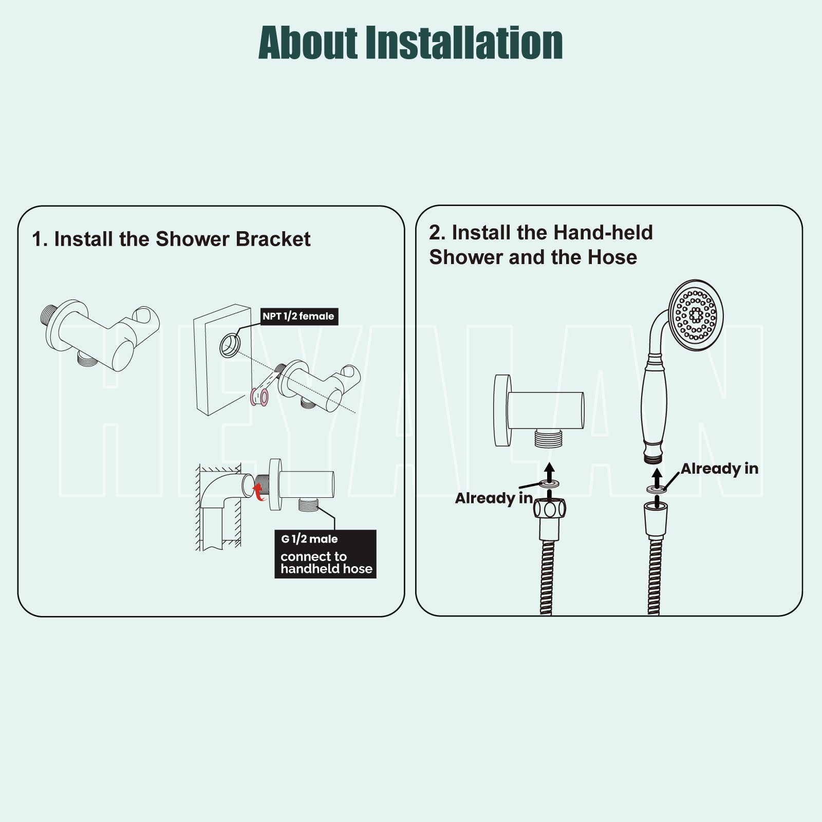Heyalan Handheld Shower Head Spray with Bracket Wand Hand Held Telephone Shape Vintage Brass Shower Head Water Sprayer with Holder Bathroom Shower Single Setting Shower Hose Include