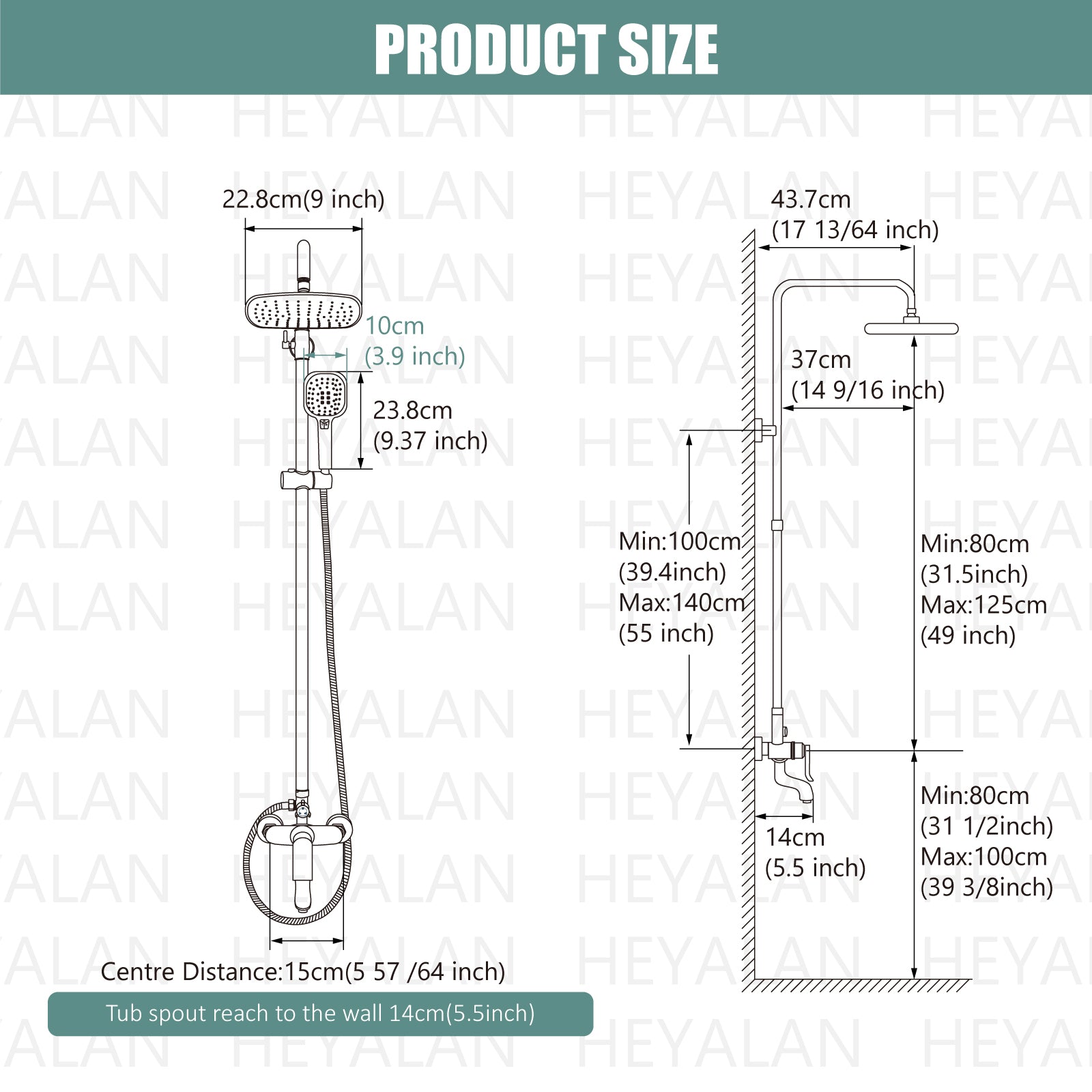 Exposed Shower System Polish Chrome 3 Functional Bathroom Shower Set 9 Inch Rainfall Shower Head with Handheld Sprayer Complete Set Adjustable Hand Spray Tub Spout Wall Mount