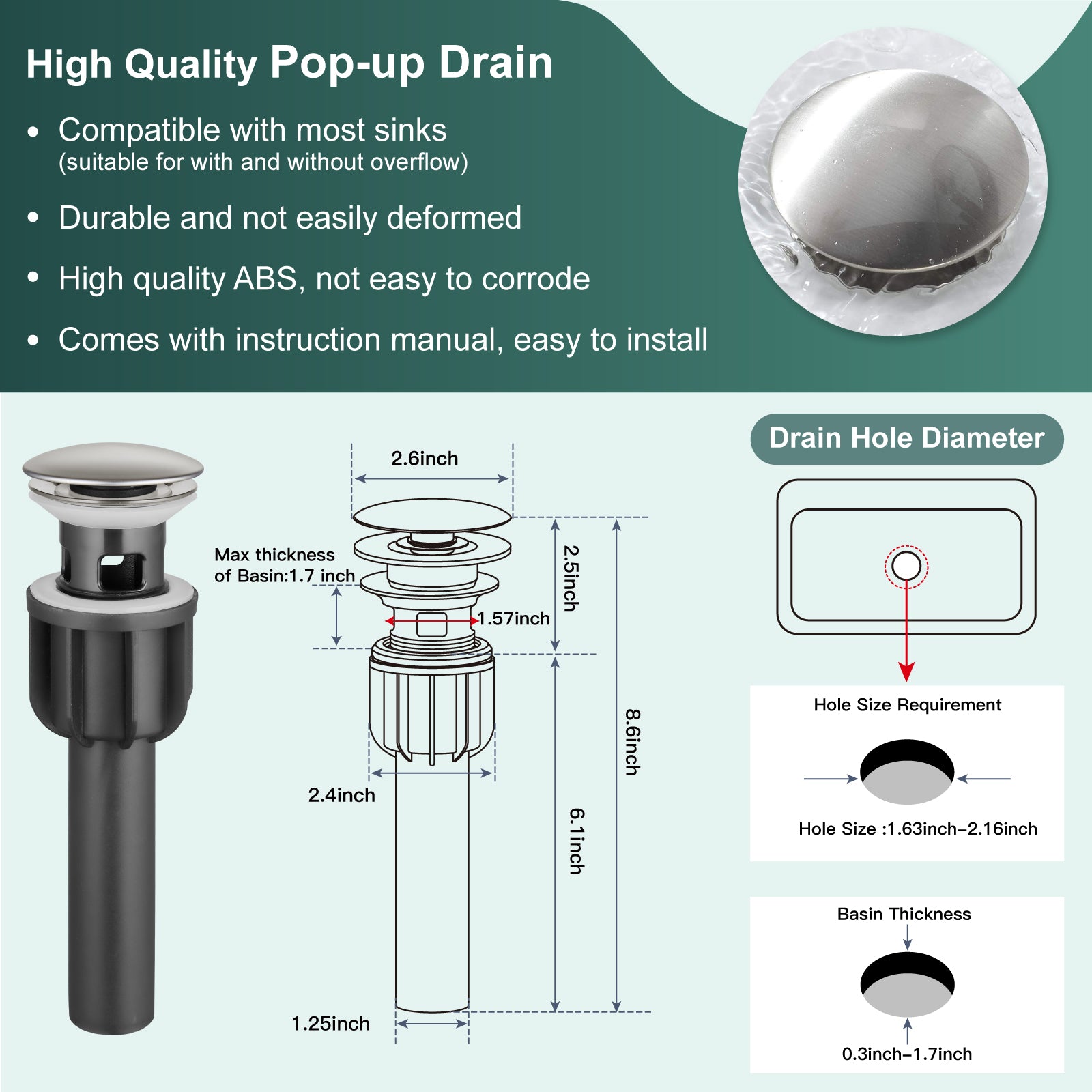 Heyalan Swivel Spout 2 Handle Lever Lavatory Bathroom Vessel Sink Faucet 4-Inch Centerset Deck Mount Mixer Tap with Pop-up Drain Stainless Steel