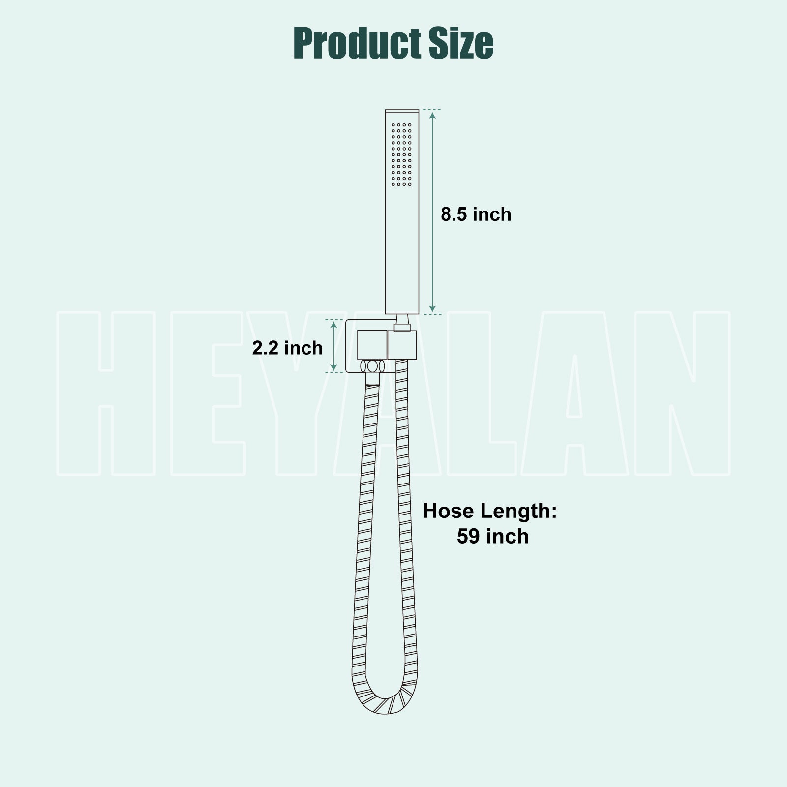 Heyalan Shower Wand SUS304 Stainless Steel Handheld Single Function Handheld Shower High Pressure Luxury Hand Shower Set High Flow Rectangle Curved Hand Shower Spray with Holder