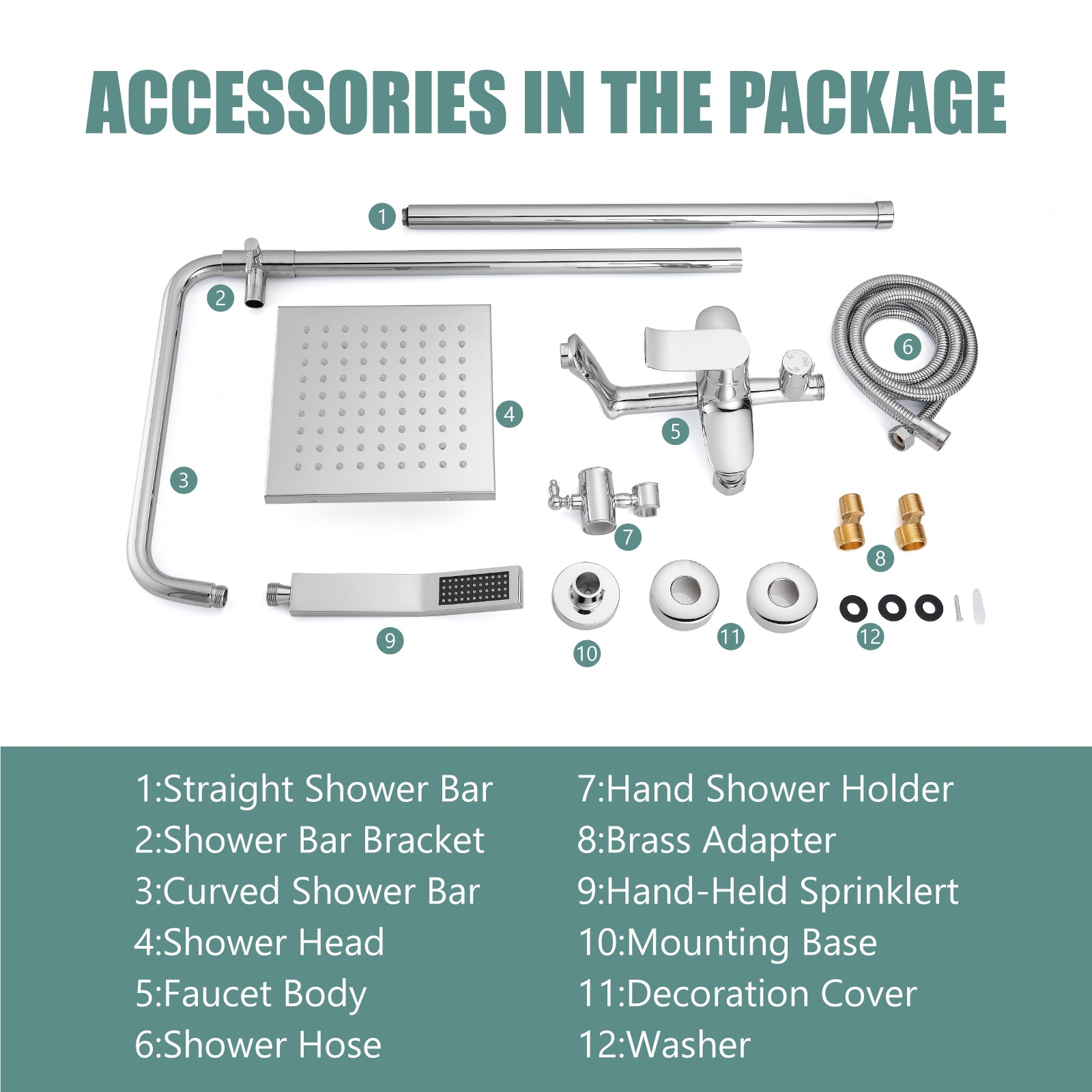 Exposed Shower System 3 Functional Bathroom Shower Faucet Set 8 Inch Square Rainfall Shower Head Wall Mounted Exposed Chrome Shower Faucet Set 8 Rain Exposed Pipe Shower
