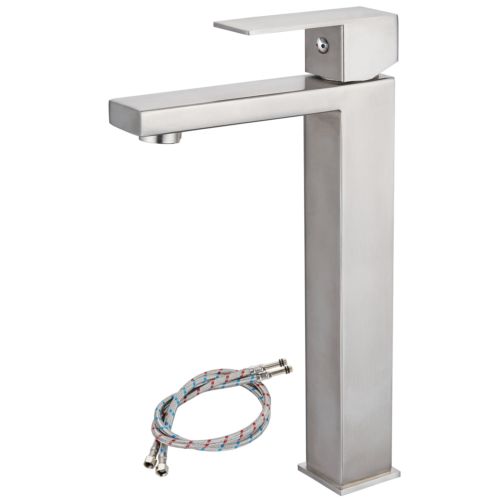 Black Bathroom Vessel Sink Faucet Single Handle Basin Bowl Tap SUS304 Stainless Steel Tall Body 1 Hole Lavatory Vanity Mixer Bar Tap Tall Spout Deck Mount